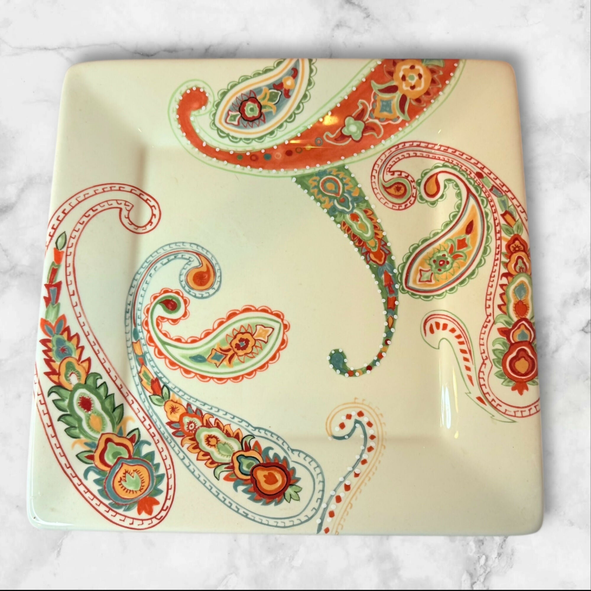 Tabletops Unlimited Misto Multi Paisley Dinner Plates | Set of 4 | Great Condition