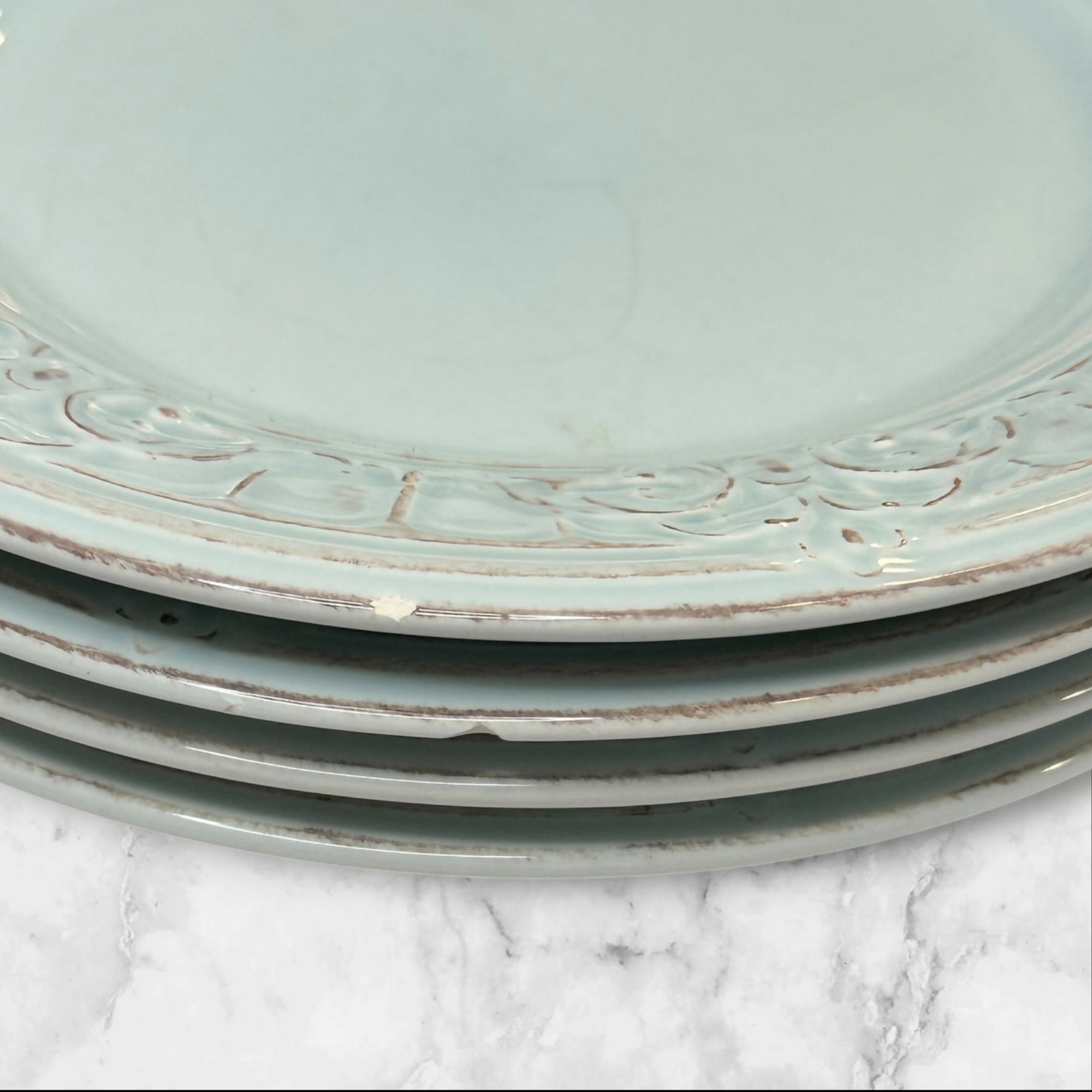 Matceramica Venice Light Blue Salad Plates | Set of 4 | Fair Condition