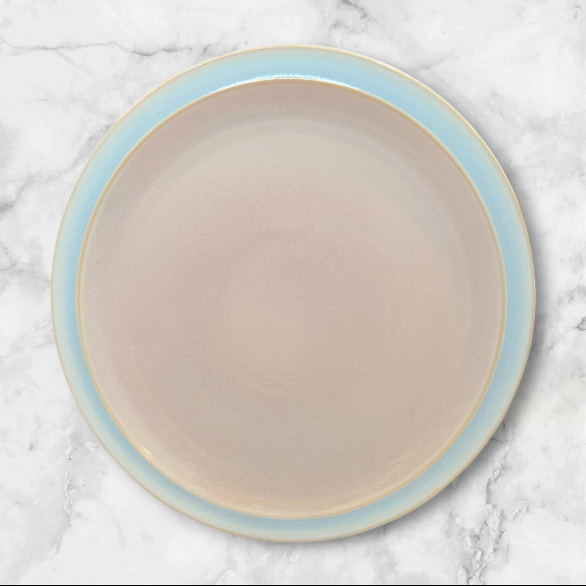 Denby-Langley Duets Taupe Blue Salad Plates Set of 4 Great Condition
