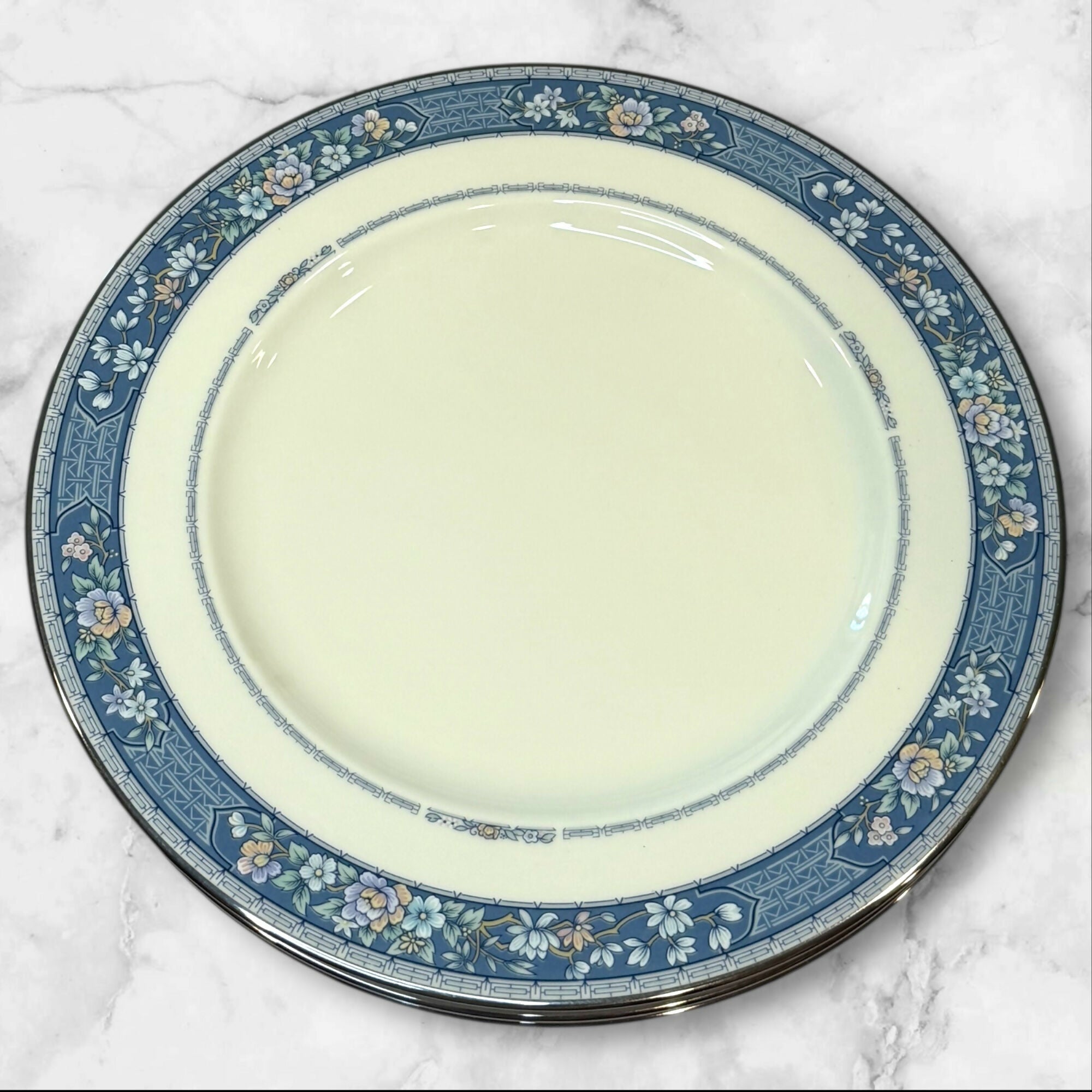 Noritake Randolph Blue Floral Dinner Plates | Set of 4 | Excellent Condition