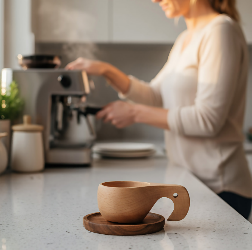 Anygleam Brown Style 3 Wooden Cup Coffee Mug Kitchen Tools Accessories