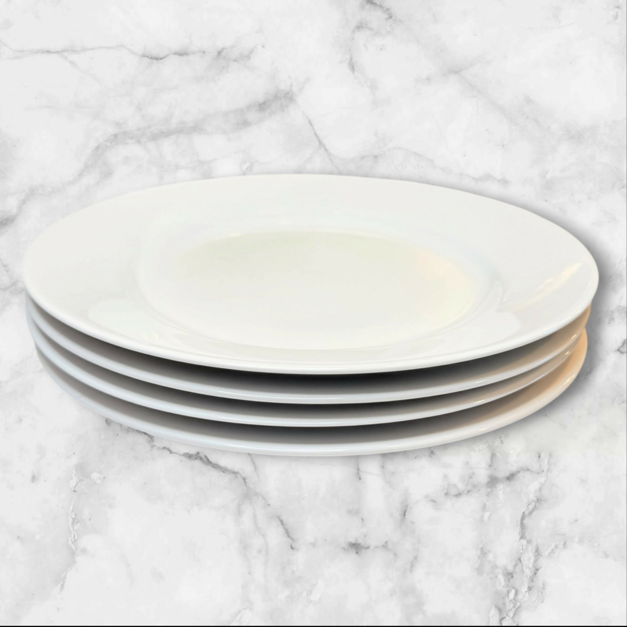Crate & Barrel White Dinner Plates Set of 4 Indonesia Excellent Condition