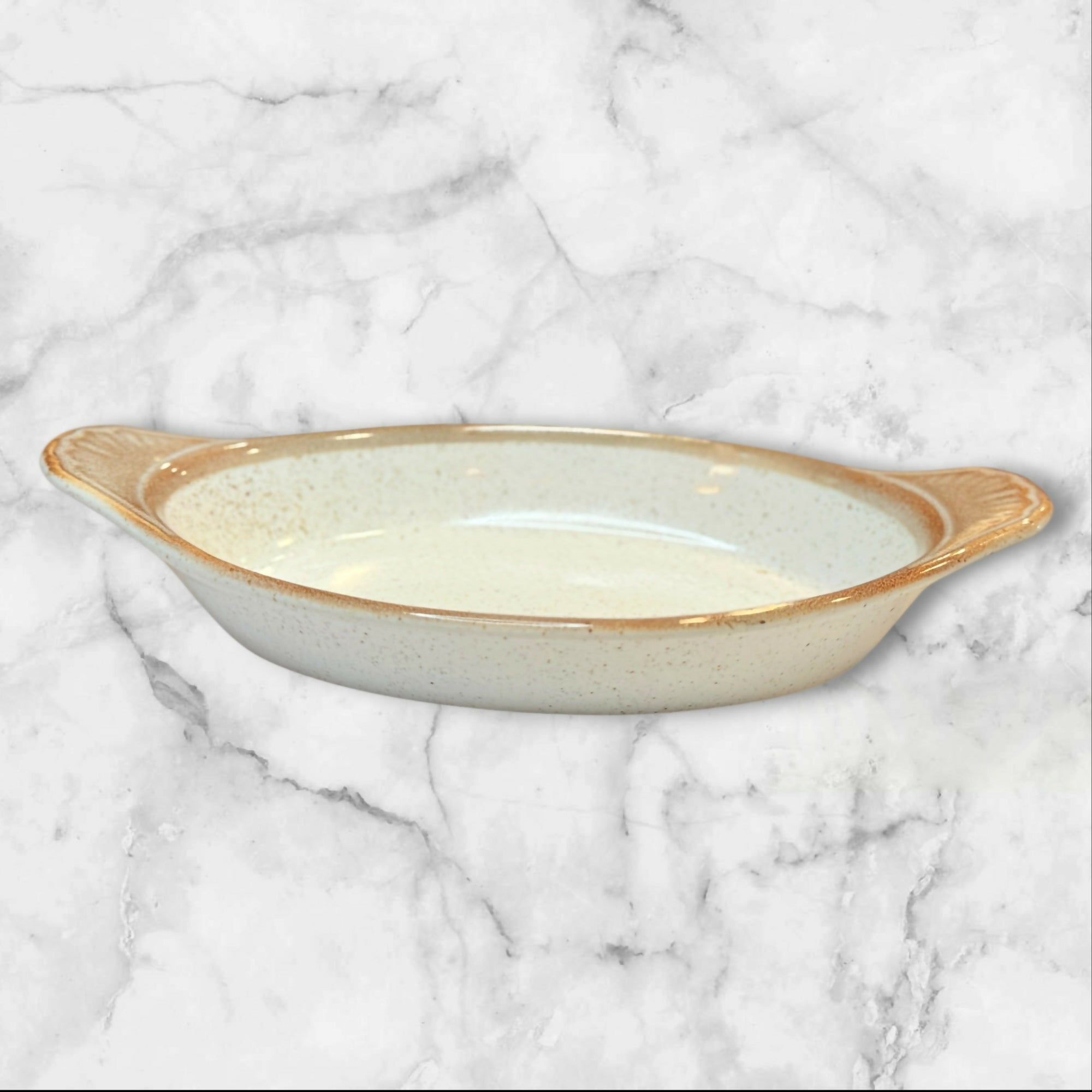 Rego Stoneware Oval Au Gratin Dish with Handles | Excellent Condition