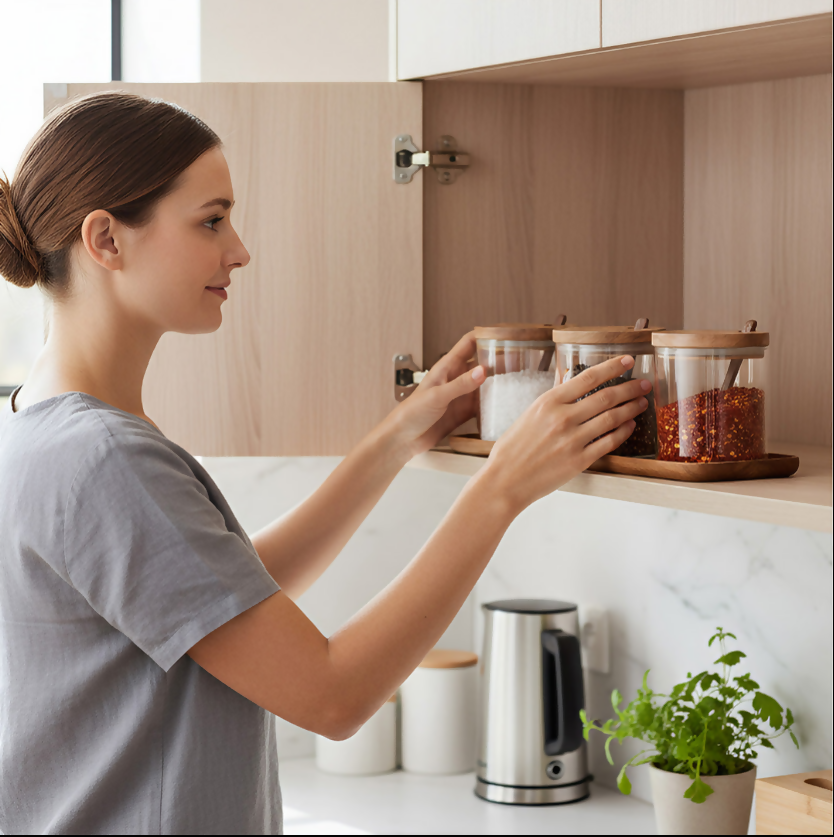 Anygleam Transparent 3pcs Spice Jars Glass Food Kitchen Tableware