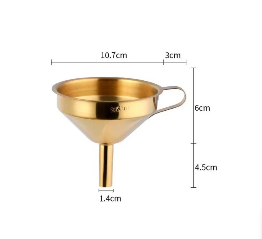 Anygleam Stainless Steel Funnel with Detachable Strainer –1 Pc Gold Wide Cone Mouth for Small Jars, Silver Kitchen Utensil