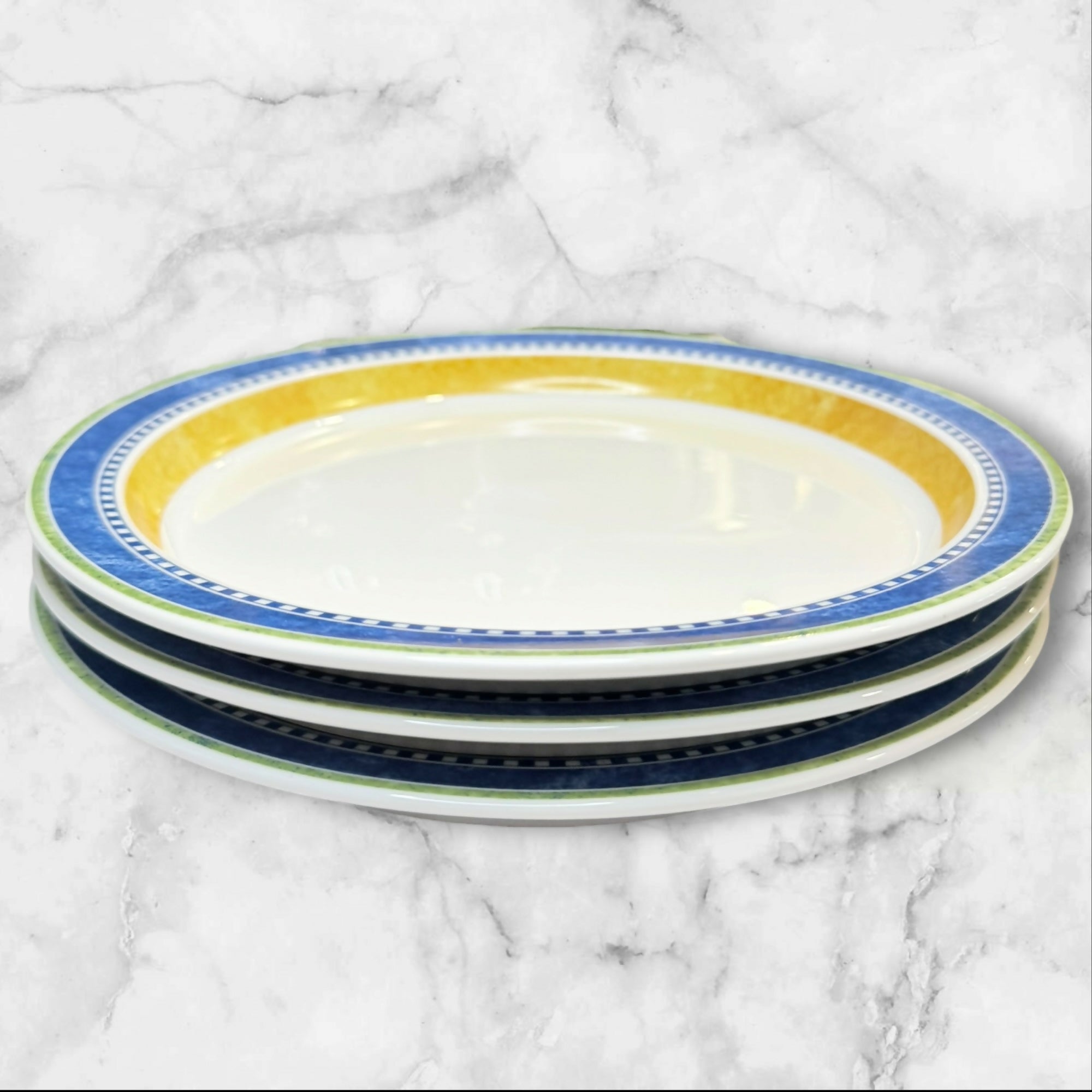 Dansk Kobenhavn Salad Plates Set of 3 Blue Yellow | Excellent Condition