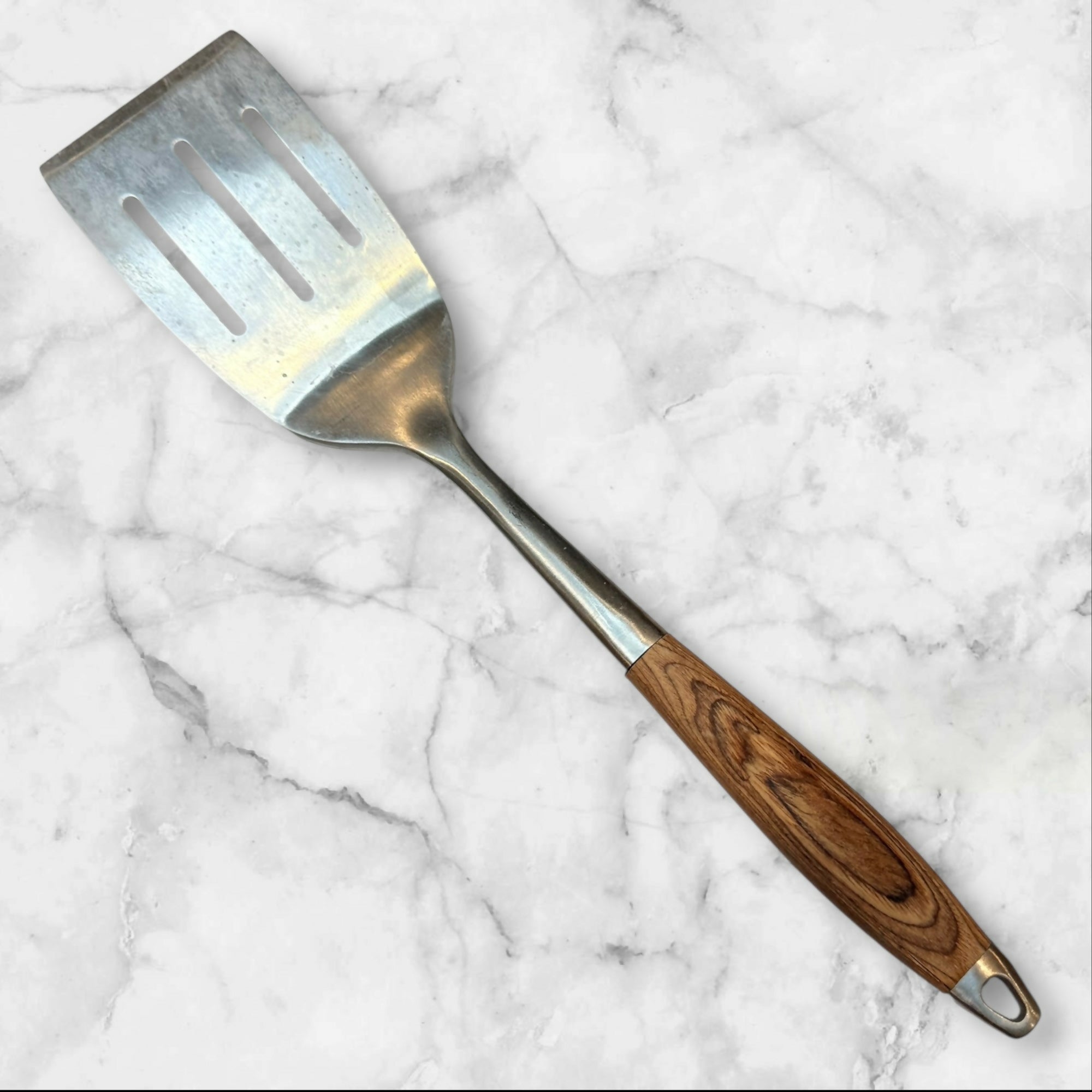 Stainless Steel Slotted Turner Spatula Wood Handle | Great Condition