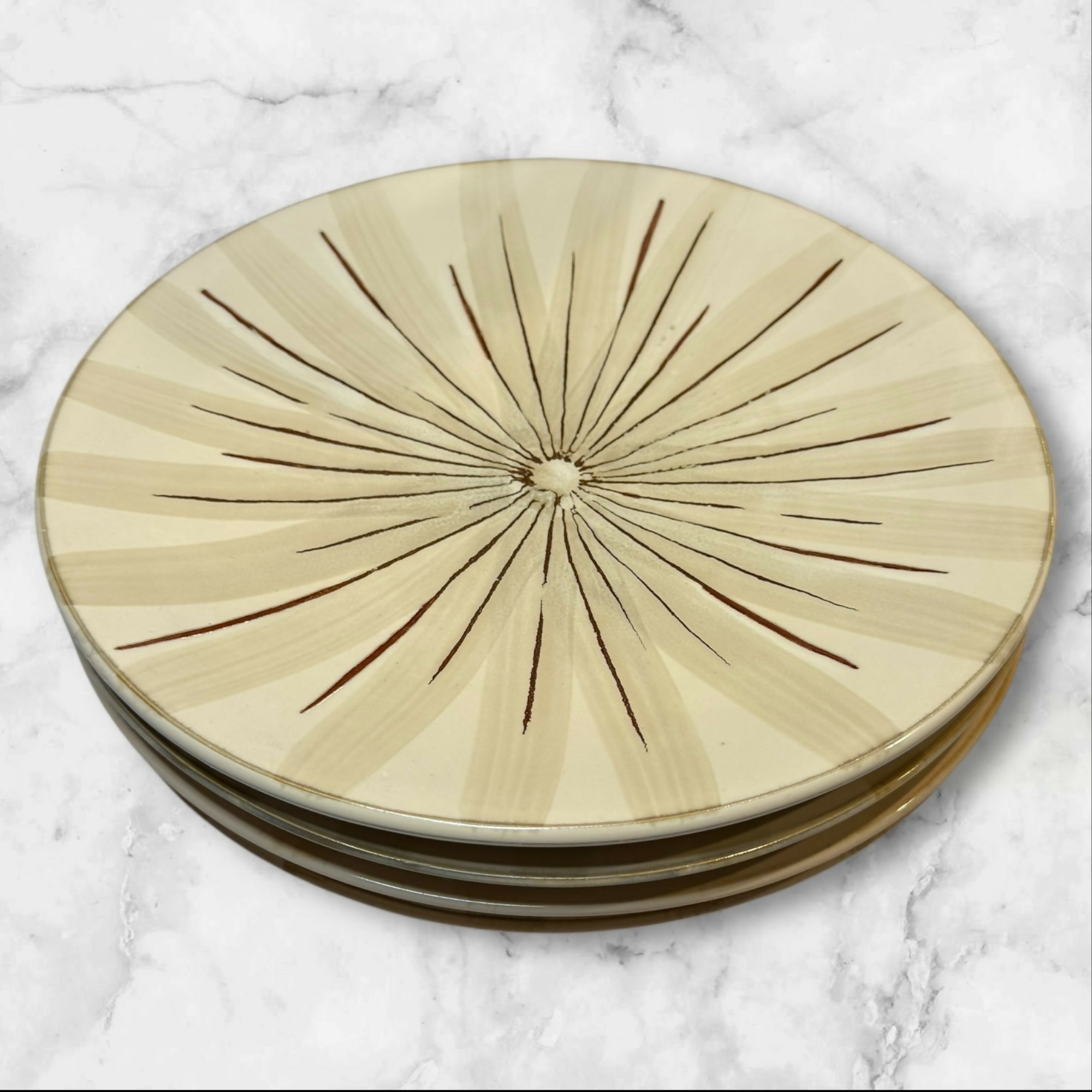 Pier 1 Sanctuary Dinner Plates Set of 4 | 11.5” Tan Starburst