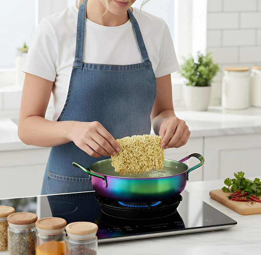 Anygleam Stock Pot Gold-L Stainless Steel HotPot Without Lid Single-Layer Cooking Soup Noodle Sea Food Home Kitchen Restaurant Tools