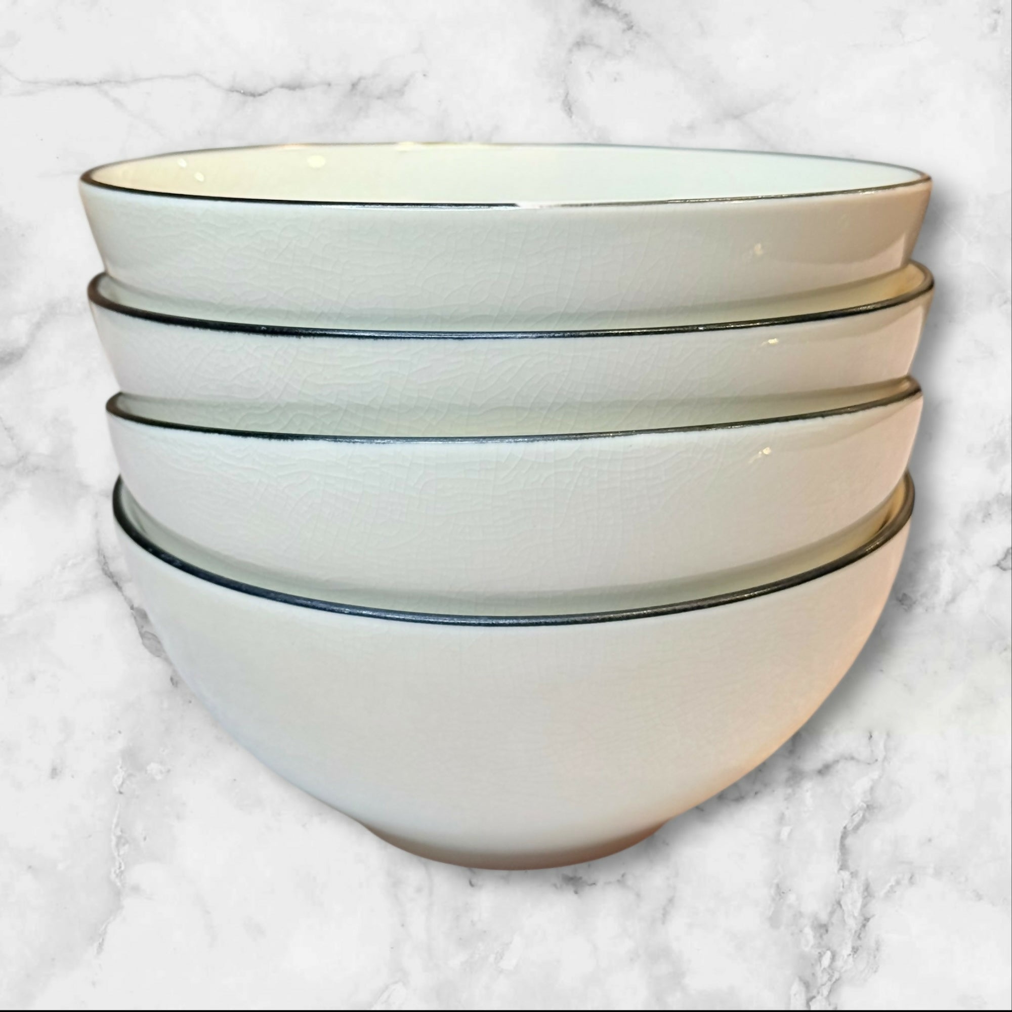 Crate & Barrel Kita Coupe Cereal Bowls Ivory | Set of 4 | Excellent