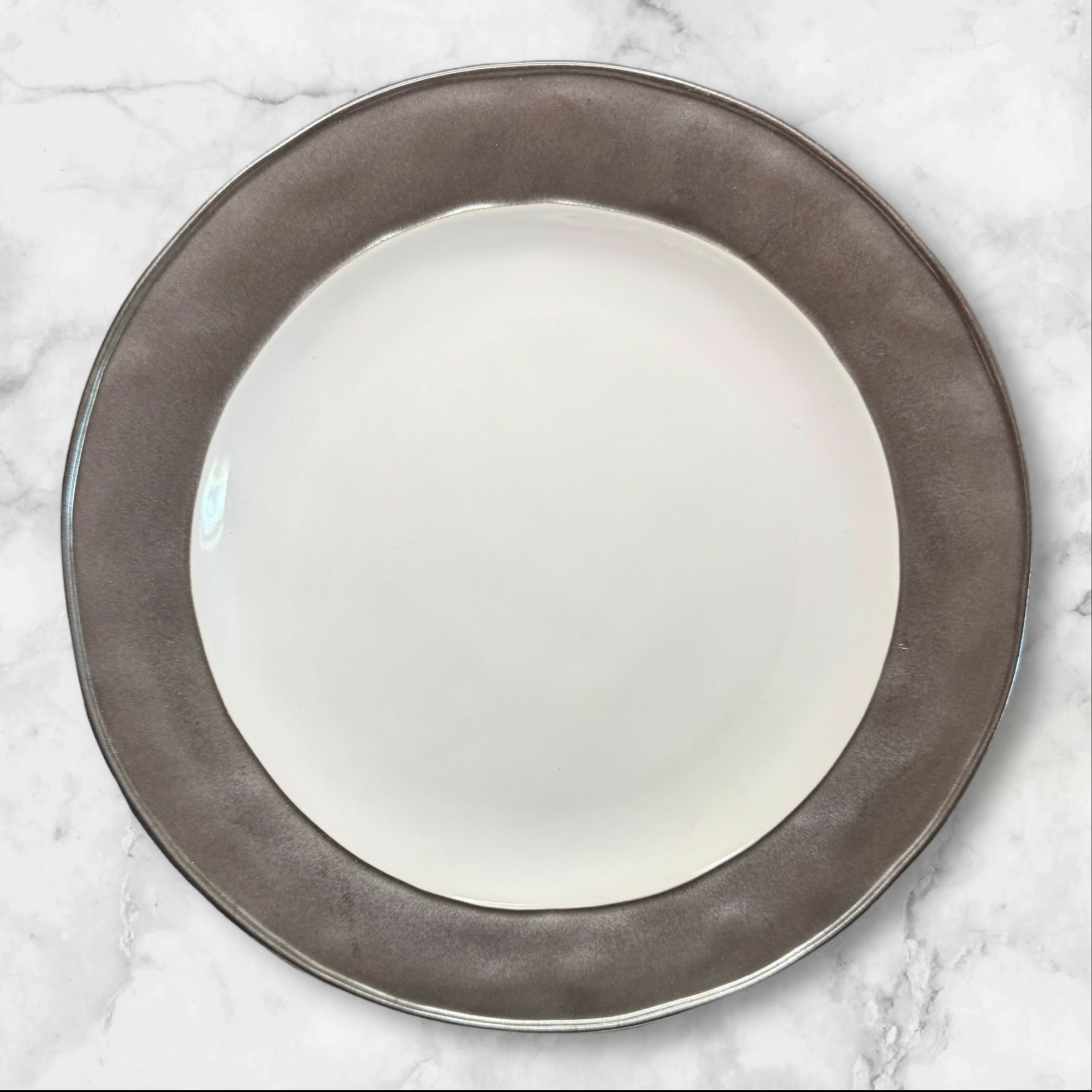 Juliska Emerson White Pewter Dinner Plates Set of 6 | Excellent Cond