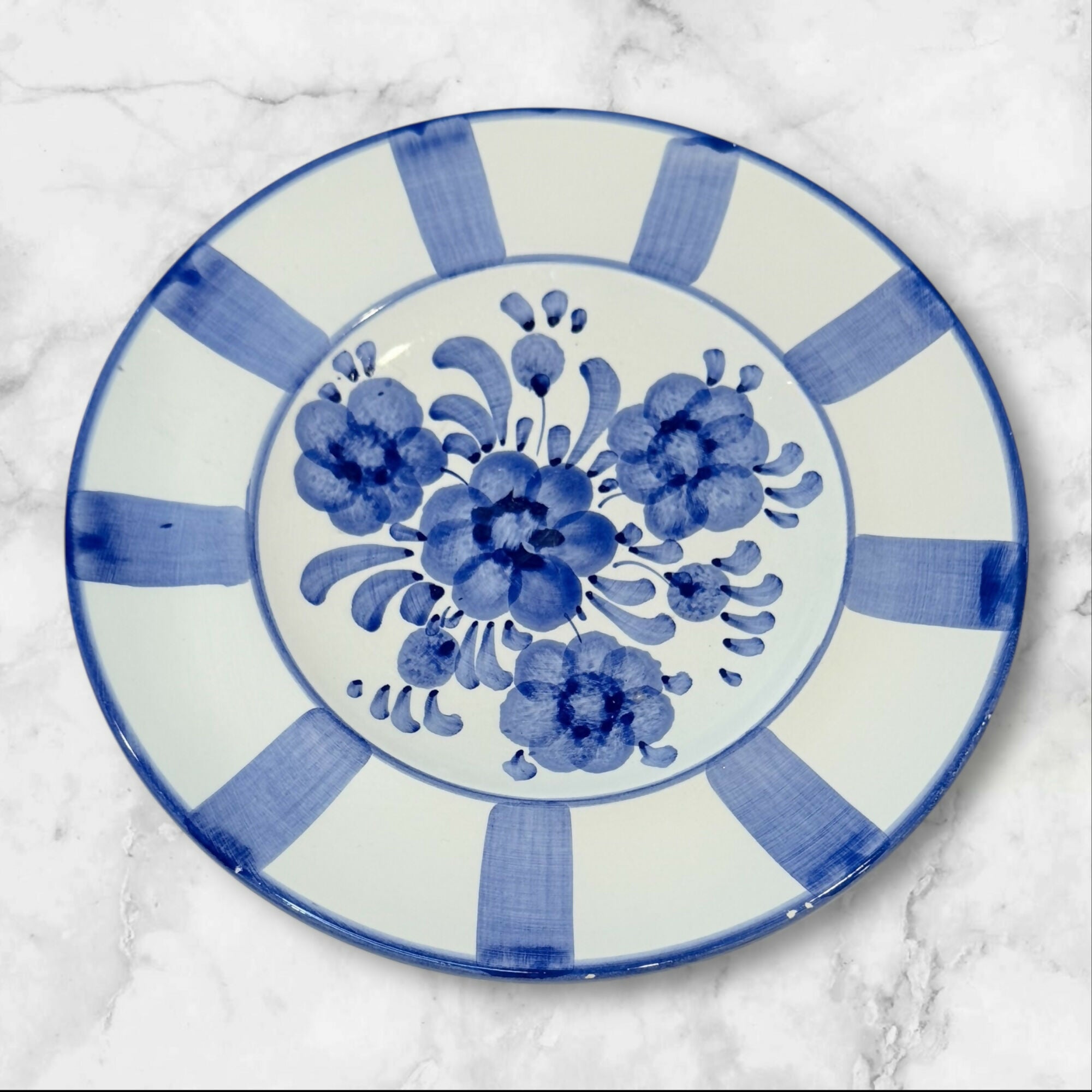 Pizzato Blue Floral Dinner Plates 8.5 Inch | Set of 3 | Used