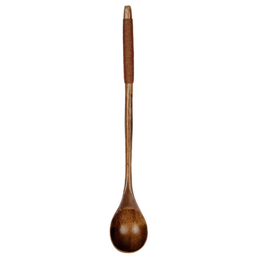 Anygleam Dark Brown 6pcs Wooden Tea Long Spoon Kitchen Tableware
