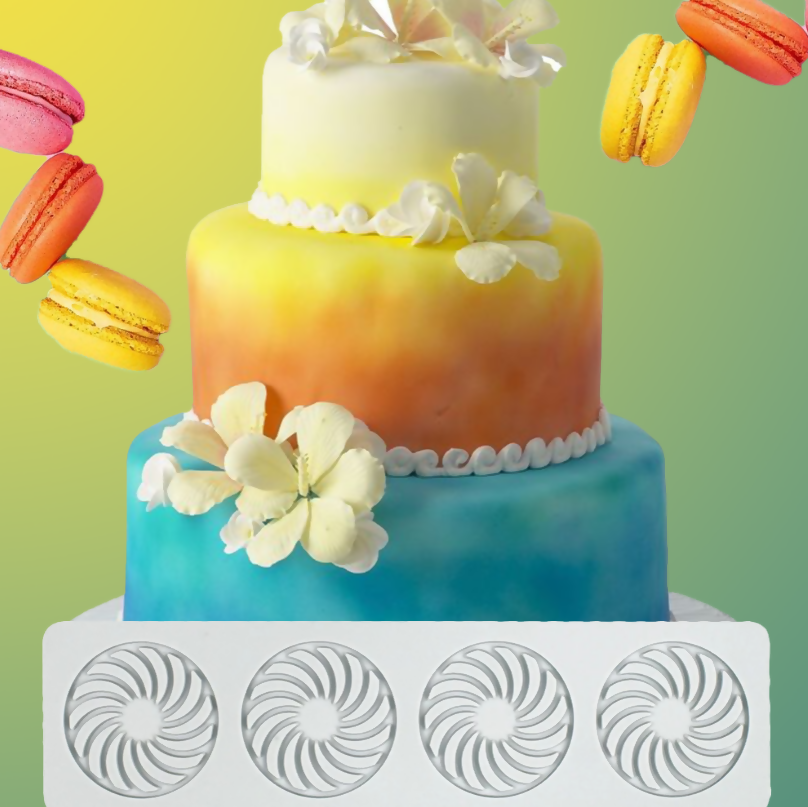 Anygleam Fondant Molder Grey Whirlwind Circle Lace Pad Silicone Cake Baking Confectionery Tools