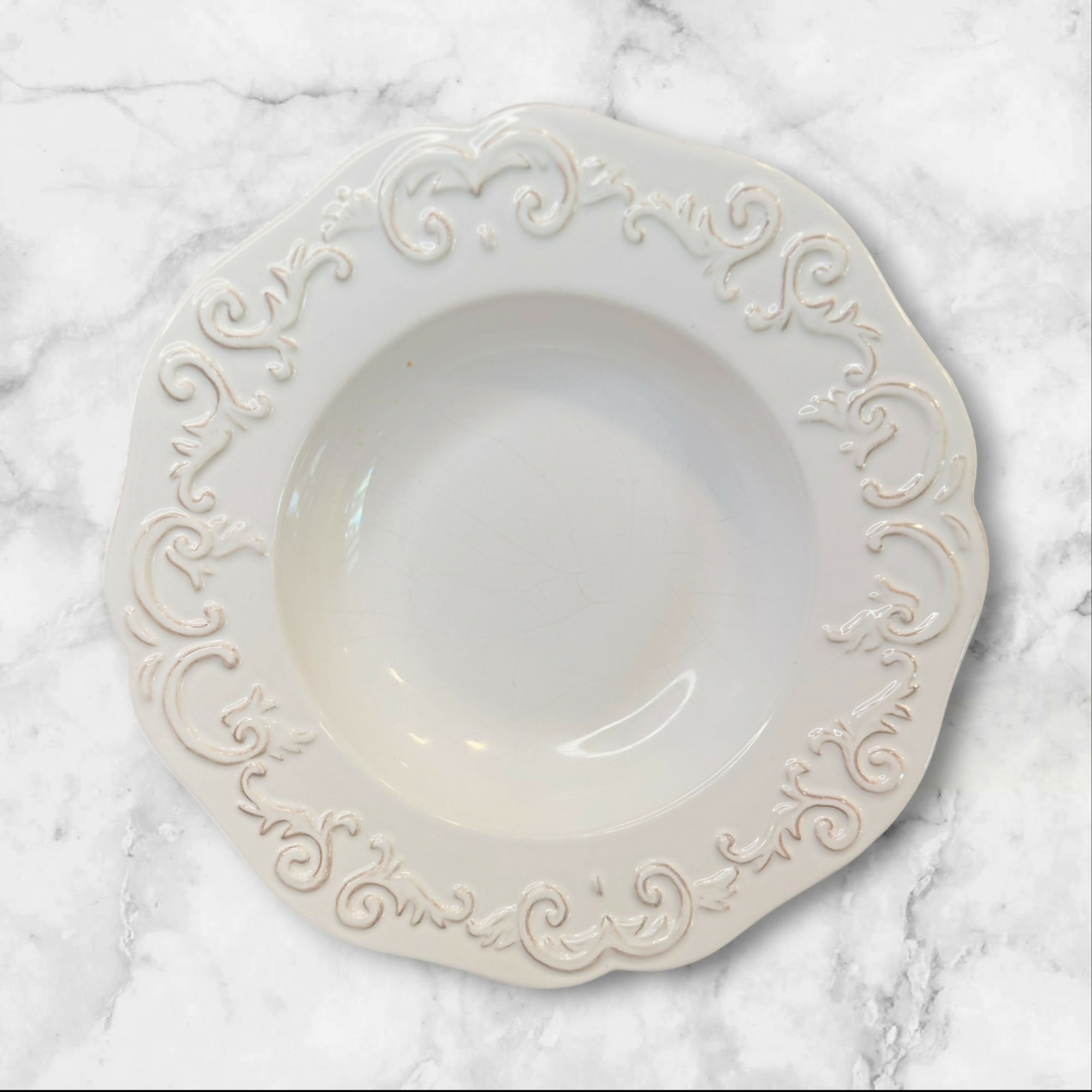 Sur La Table Baroque Embossed Pasta Bowls | Set of 6 | Gently Used