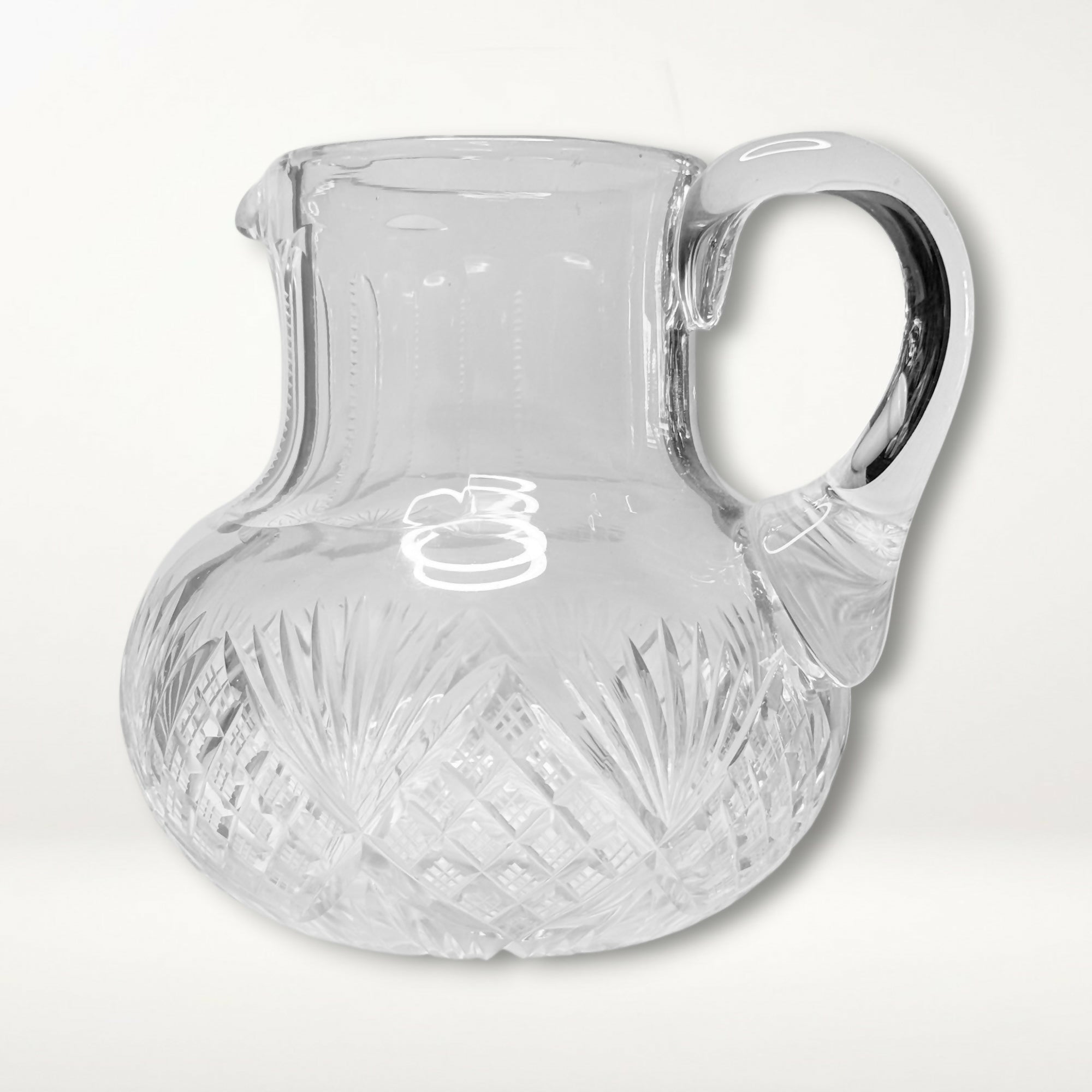 Vintage Cut Crystal Water Pitcher Handled Glass Decanter Excellent Condition