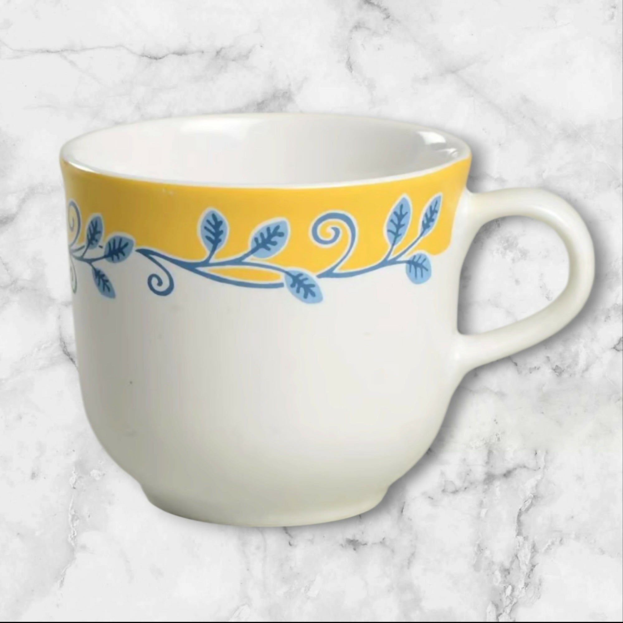 Corelle Casa Flora Coffee Cups Yellow Blue Floral | Set of 2 | Excellent Condition