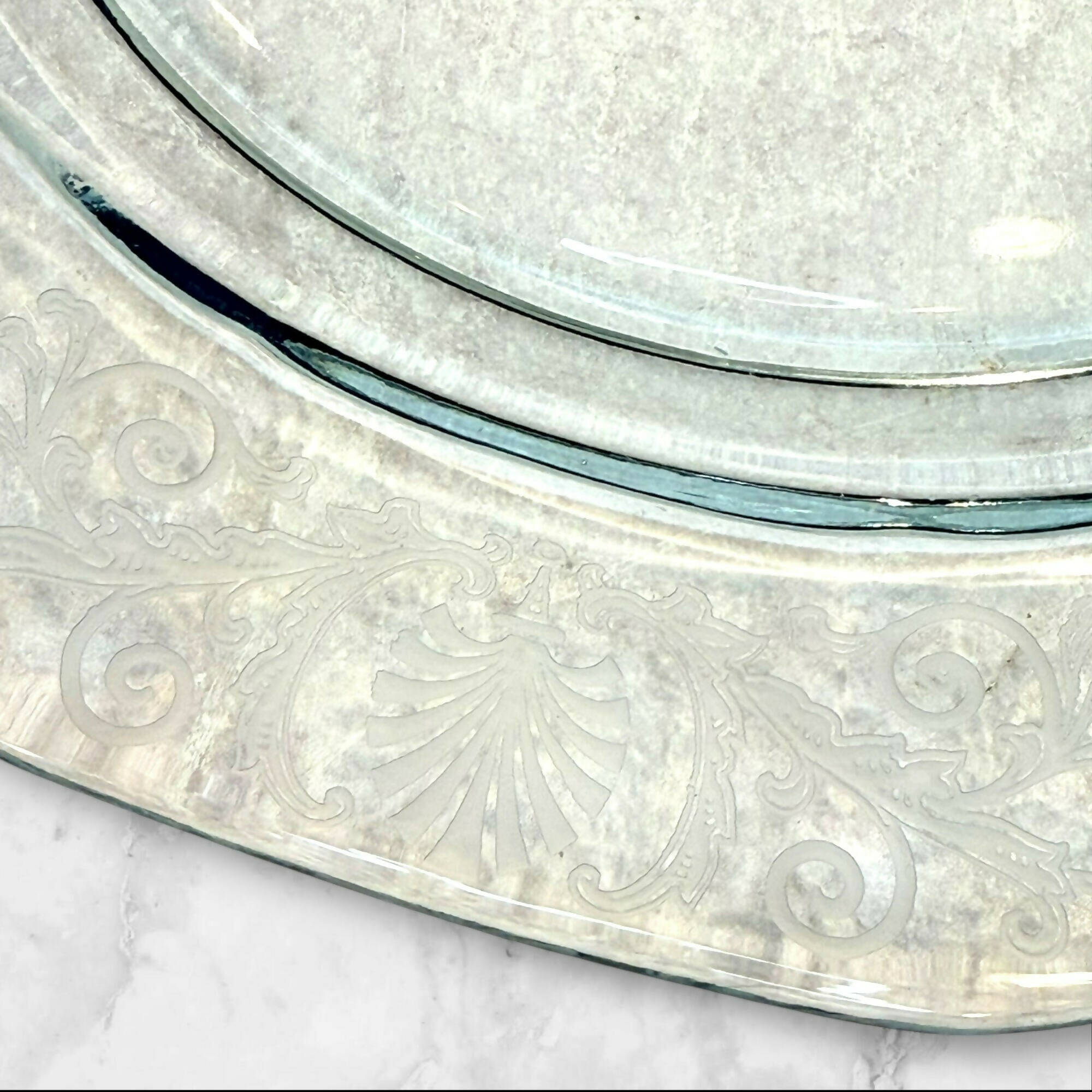 Fostoria Versailles Blue Serving Platter | 13.75” Etched Glass | Great Condition