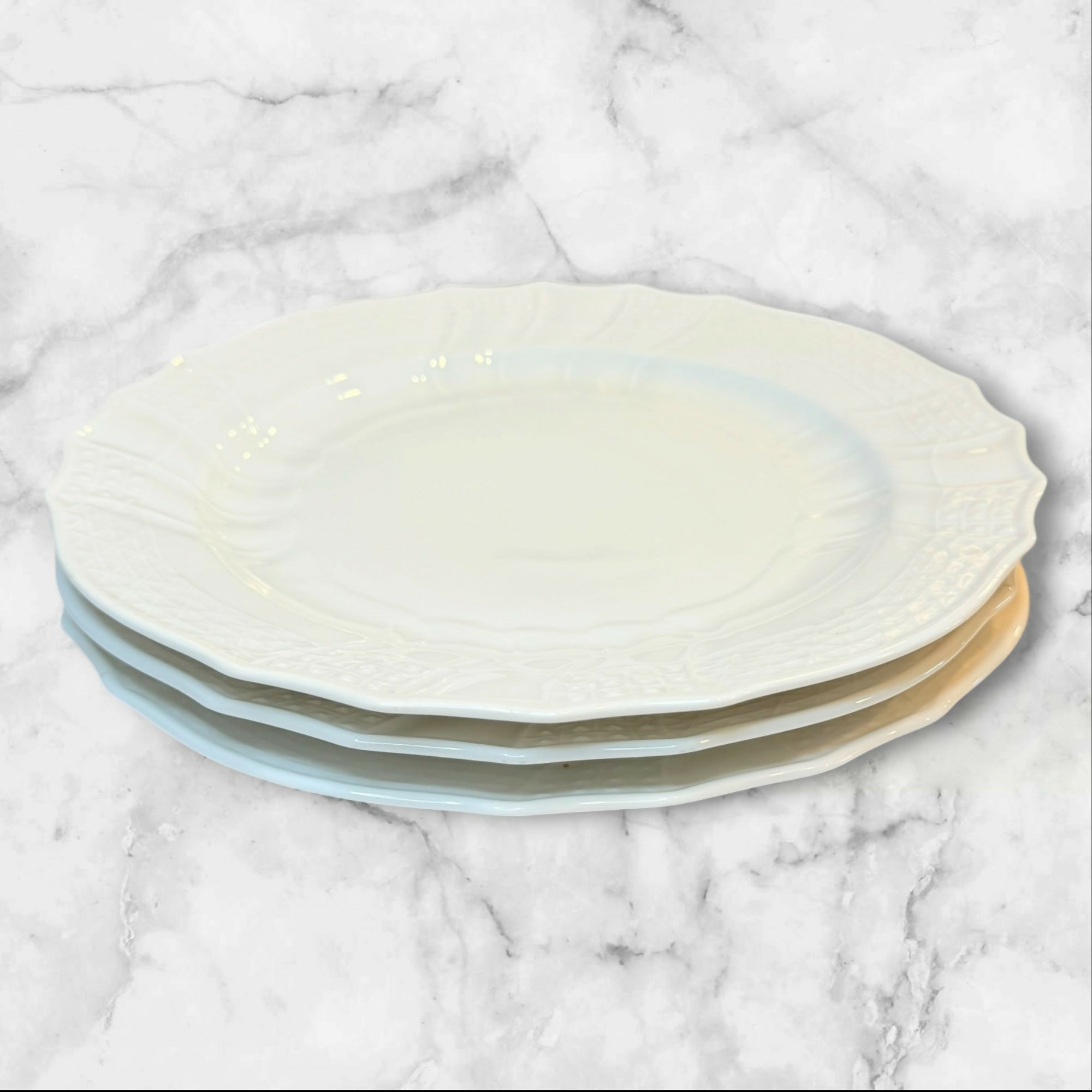 Hutschenreuther Dresden All White Dinner Plates Set of 3 | Excellent Condition