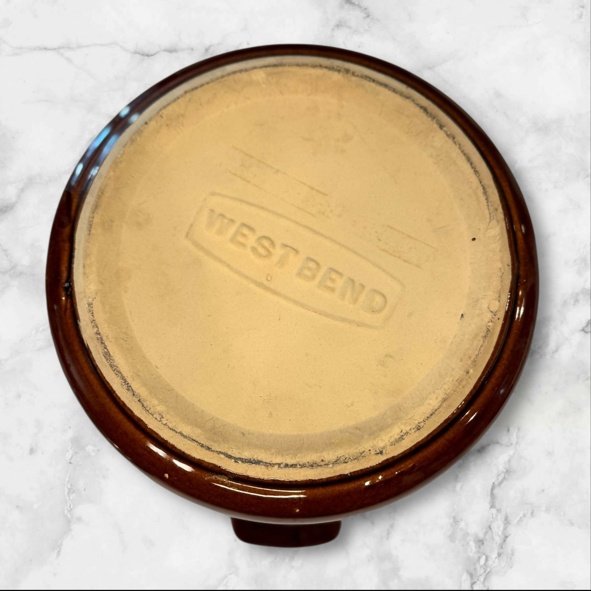 West Bend Brown Bean Pot Crock w Lid 6.5” Vintage | Great Condition