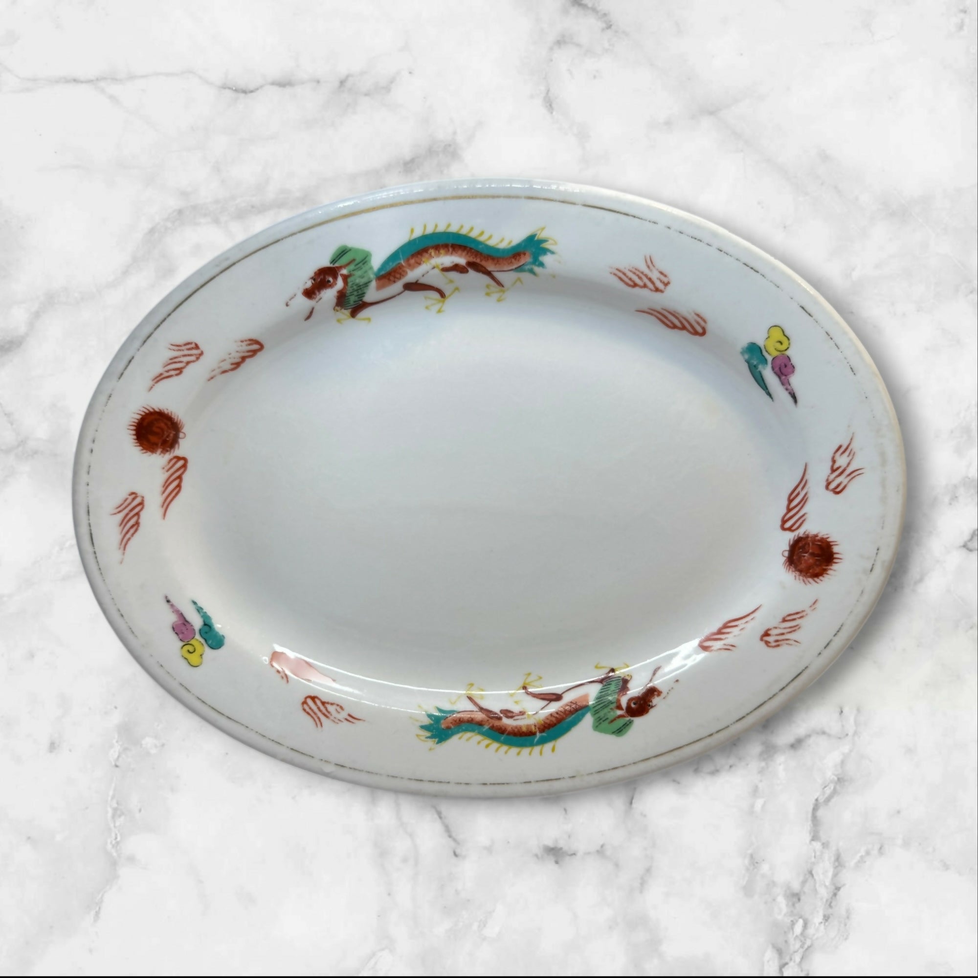 Cathay China Dragon Oval Serving Platters | Set of 4 | Vintage Condition