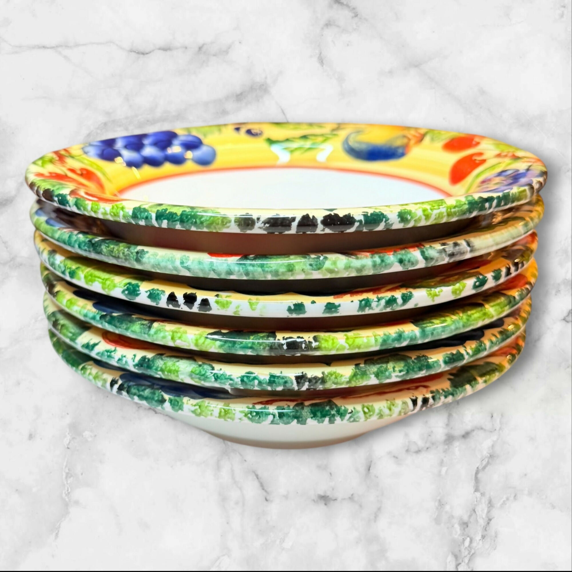 Dansk Fall Harvest Large Rim Soup Bowls Set of 6 Italy Excellent Condition