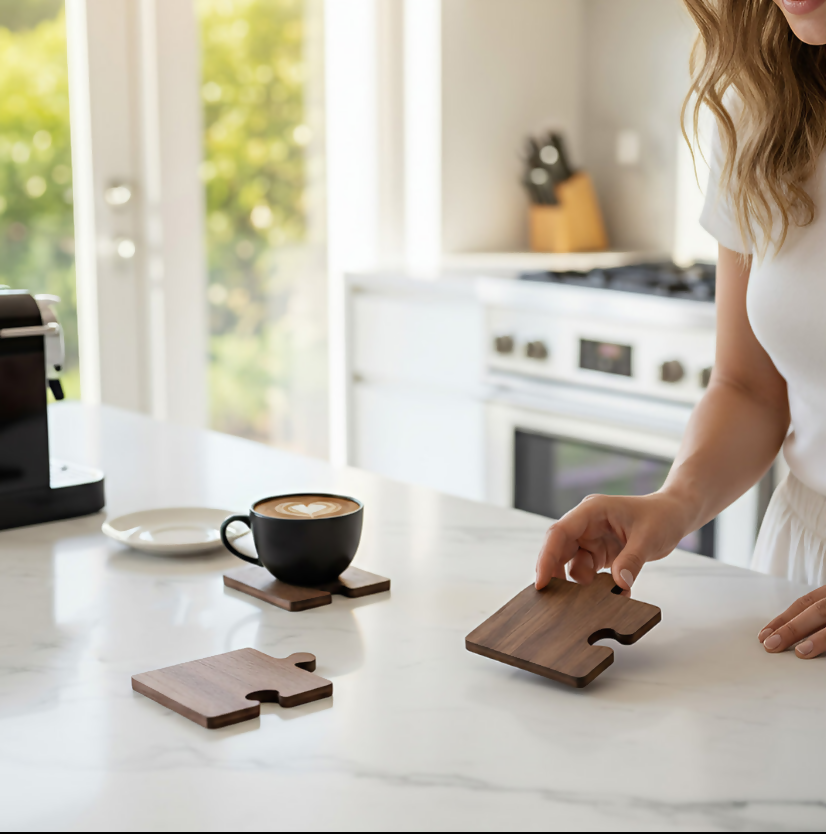 Anygleam Natural Wood 4pcs Wooden Coaster Cup Kitchen Tools Accessories