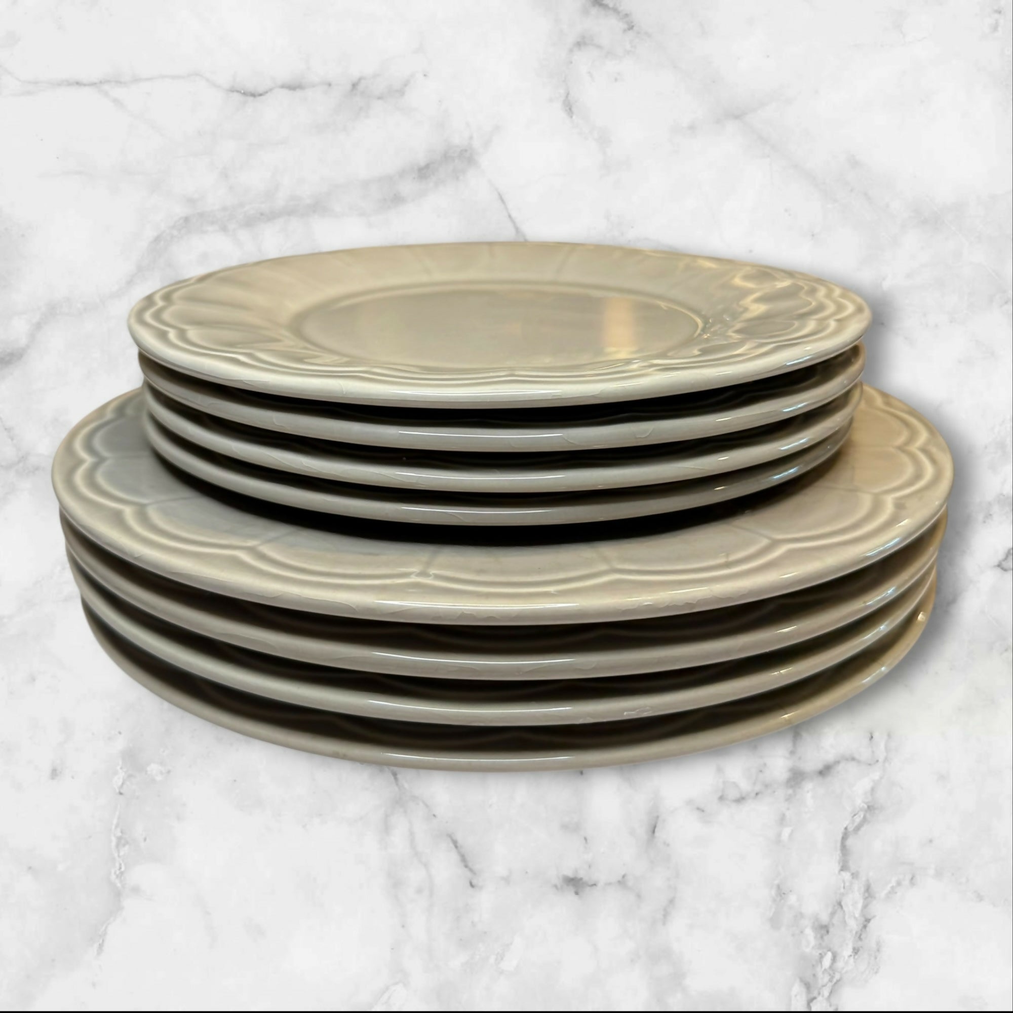 Euro Ceramica Naperon Dove Grey Dinnerware Set | 8 Pc | Good Used Condition