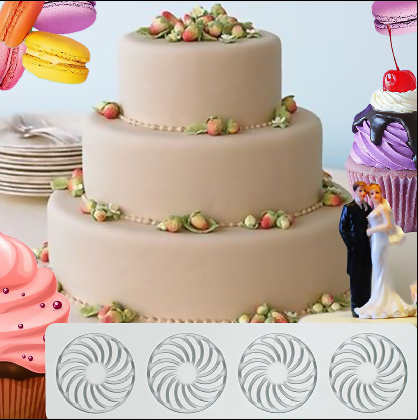 Anygleam Fondant Molder Grey Whirlwind Circle Lace Pad Silicone Cake Baking Confectionery Tools