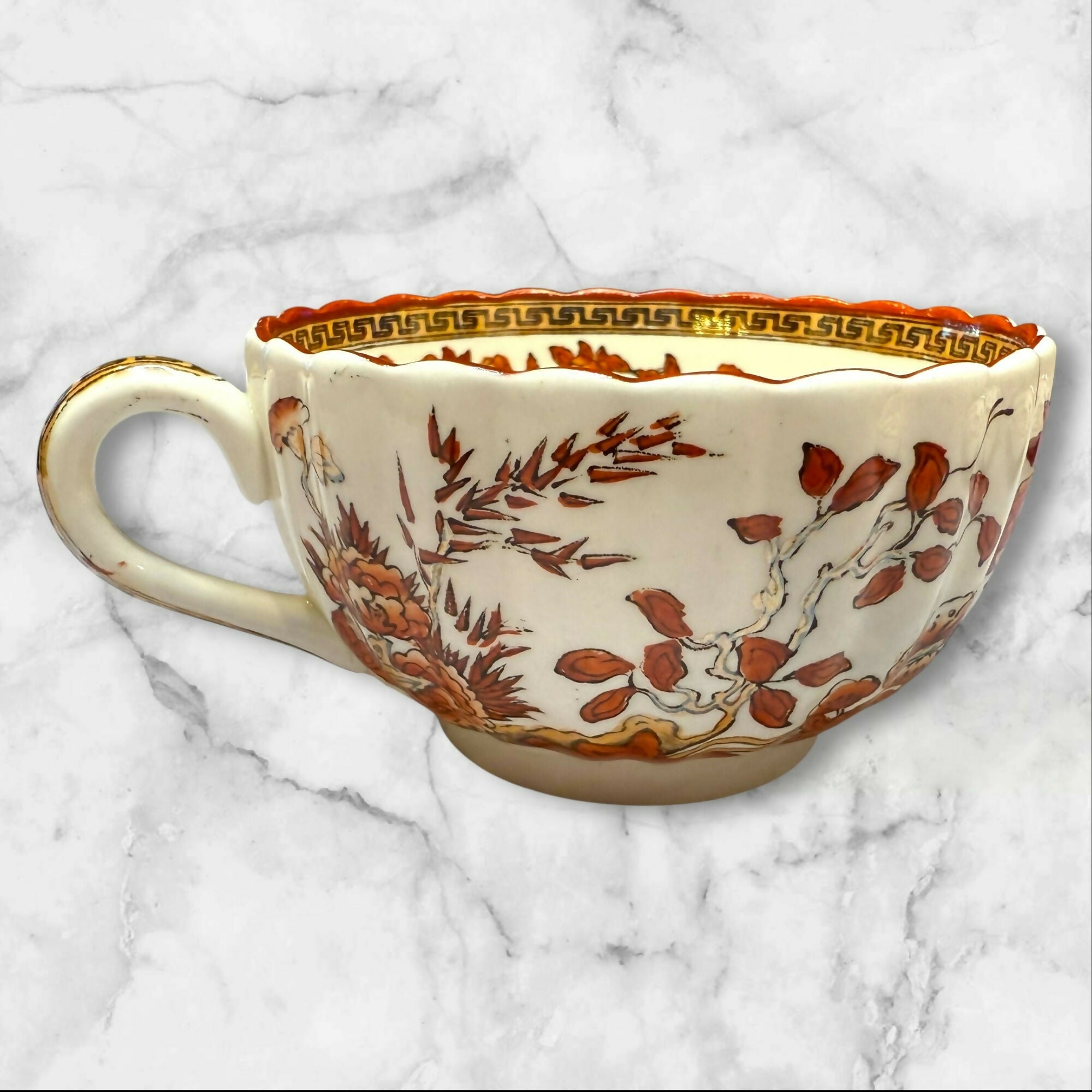 Spode Copeland India Tree Footed Cup & Saucer Sets | Set of 4 | Excellent Condition
