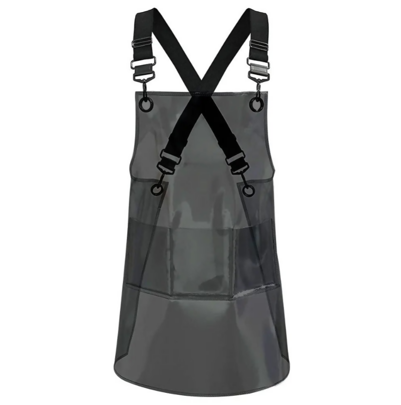Anypron Black Waterproof TPU Apron Oilproof Workwear for Barber Salon