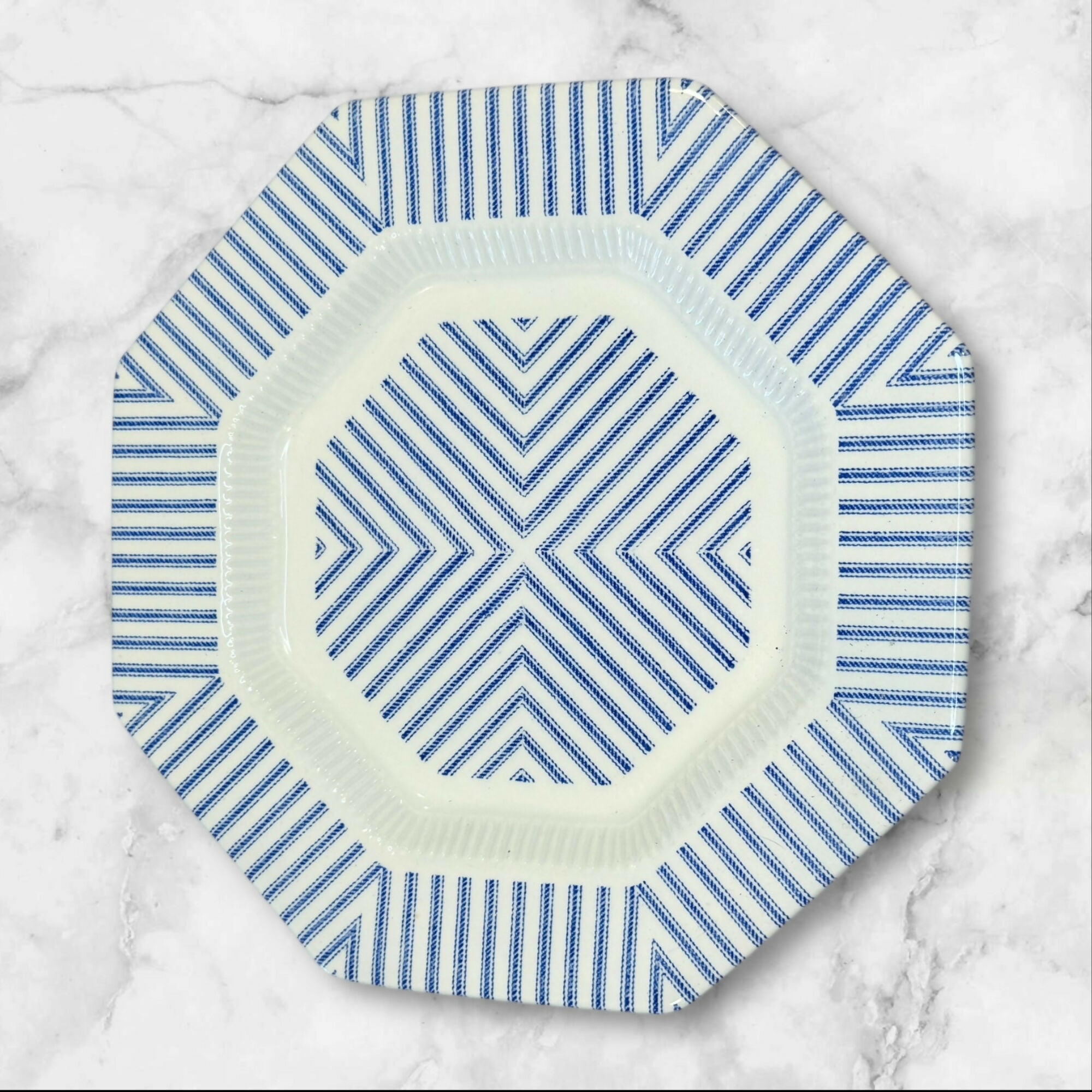 Independence Pillow Talk Blue Geometric Dinner Plates | Set of 3 | Great Condition