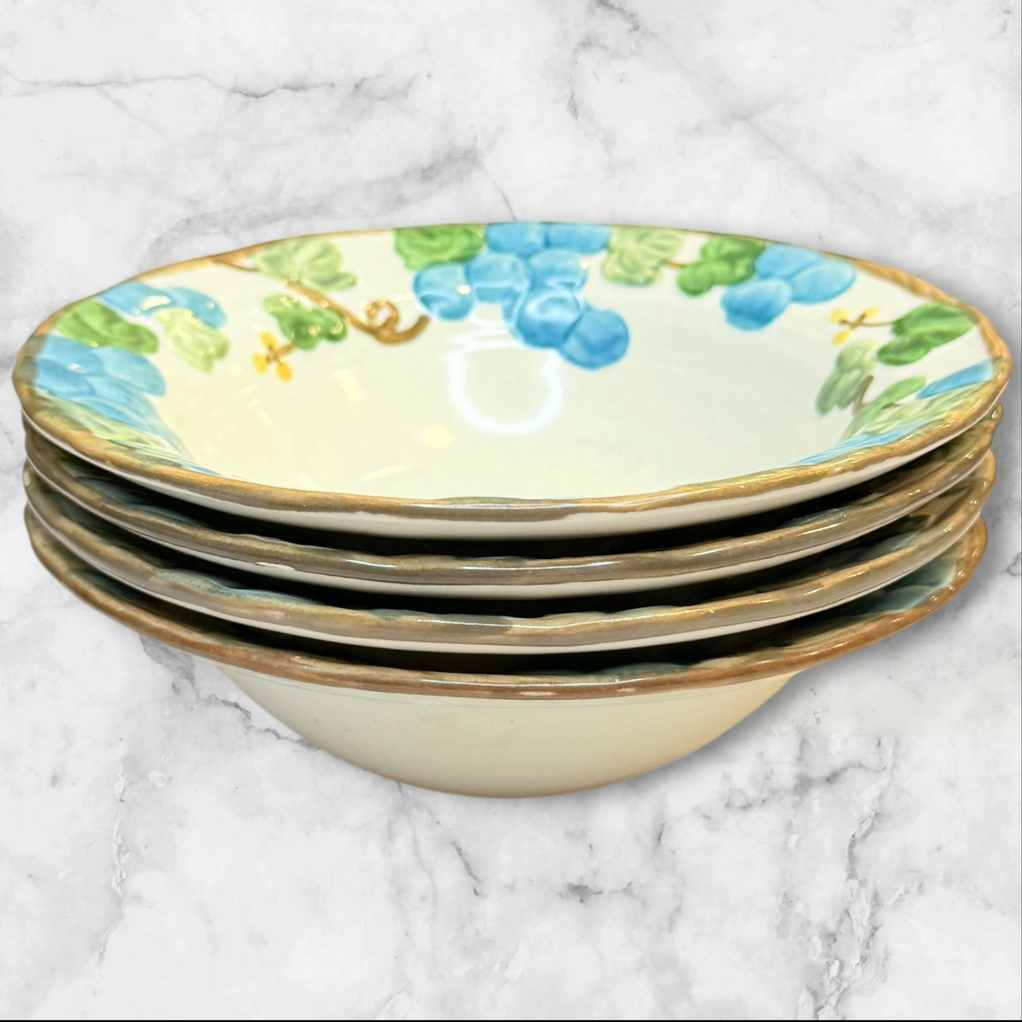 Metlox Poppytrail Sculptured Grape Rim Cereal Bowls | Set of 4 | Good Condition