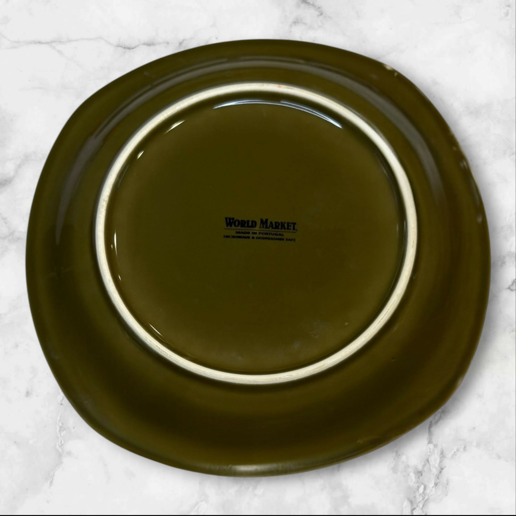 World Market Quad Olive Green Dinner Plates | Set of 6 | Good Condition