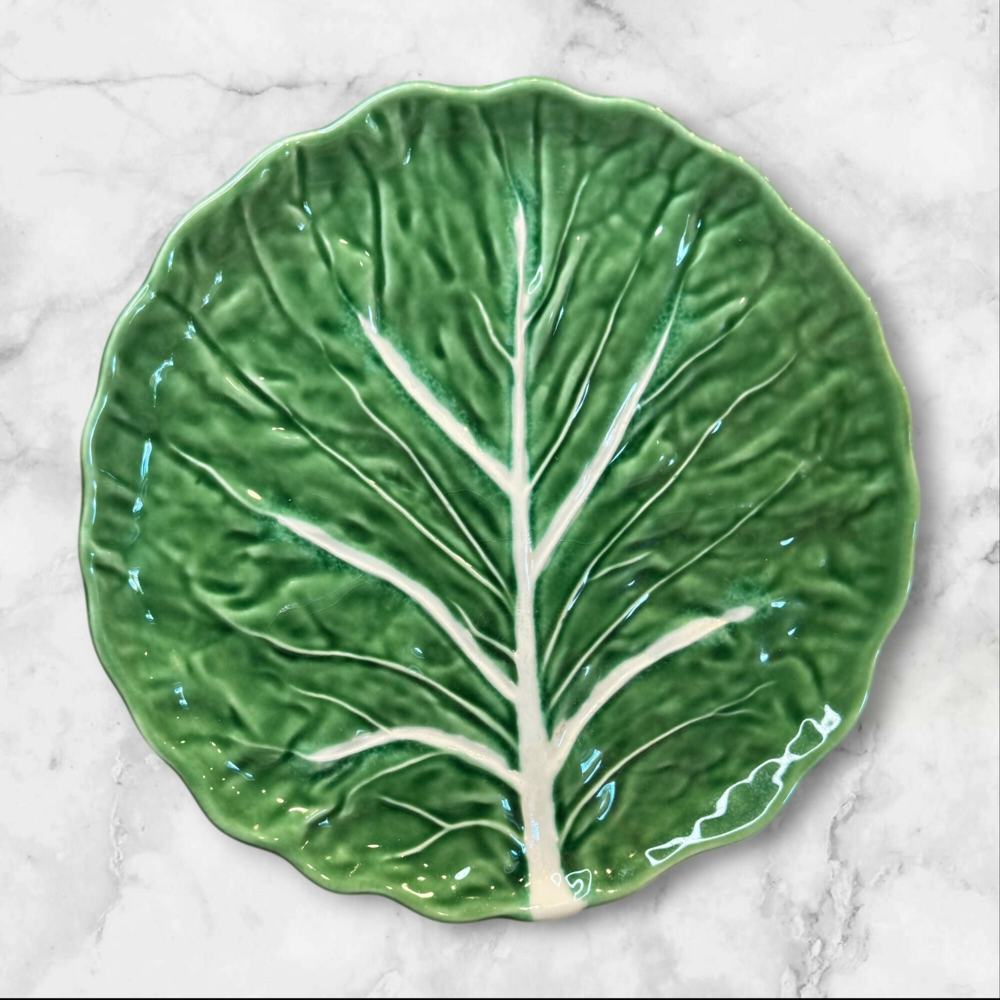 Olfaire Cabbage Leaf Green Dinner Plates Portugal | Set of 2 | Excellent