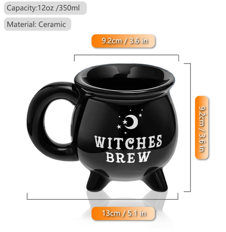 ANYGLEAM Coffee Mug Black Witches Brew Print Ceramic Drinkware