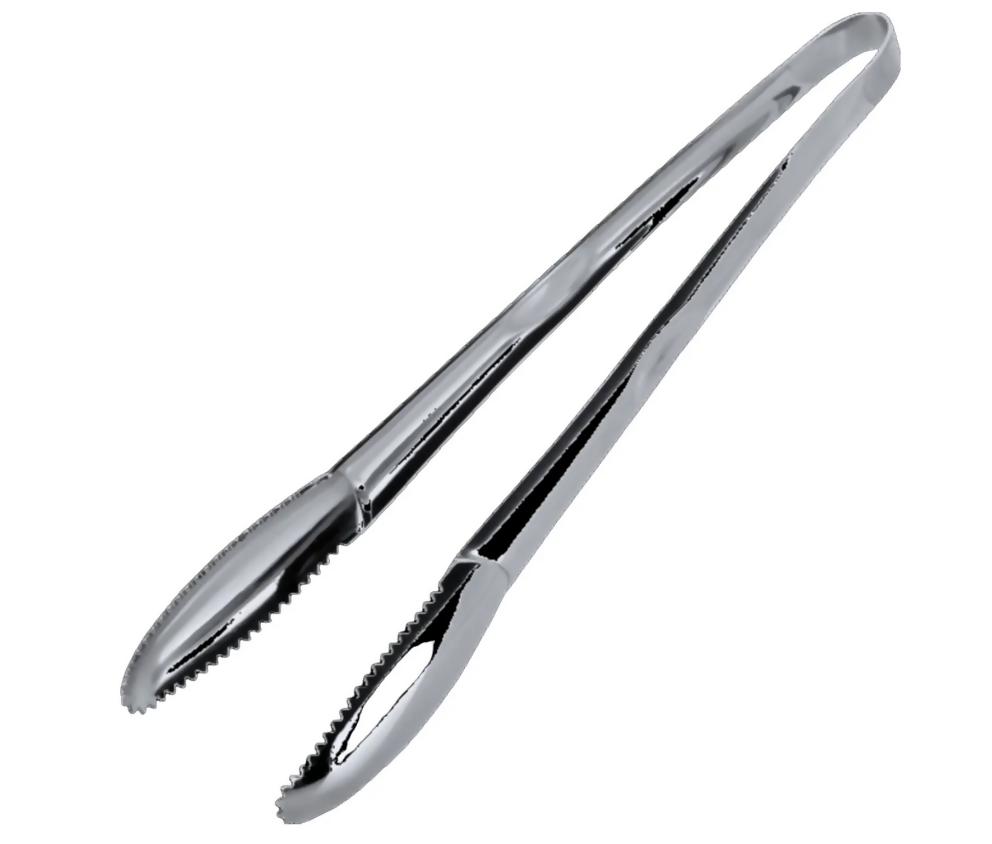 Anygleam Silver Stainless Steel Tong – 2pcs Clip Tableware for Salad, BBQ & Grill Party Accessory