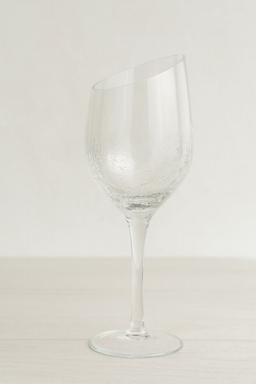 Pier 1 Angled Rim Crackle White Wine Glasses | Set of 4 | Excellent Condition