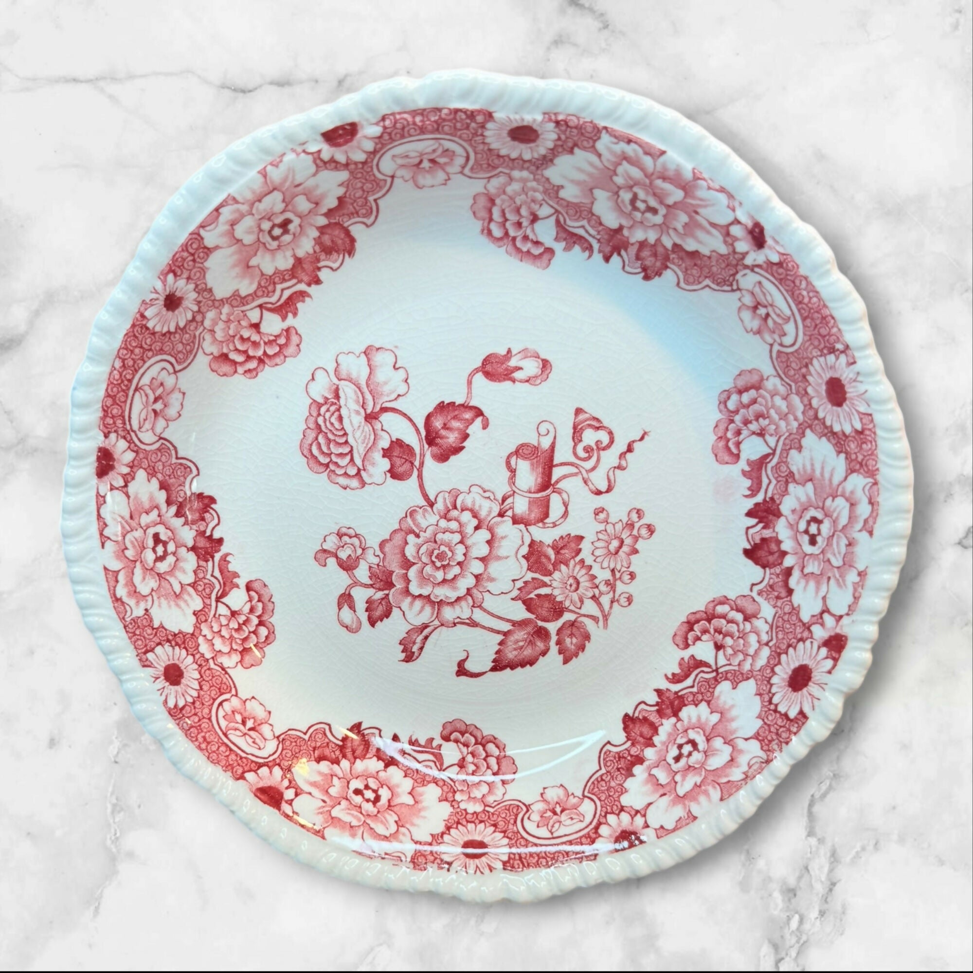 Wood & Sons Cambridge Red Transferware Dinnerware Set of 8 | Great Condition