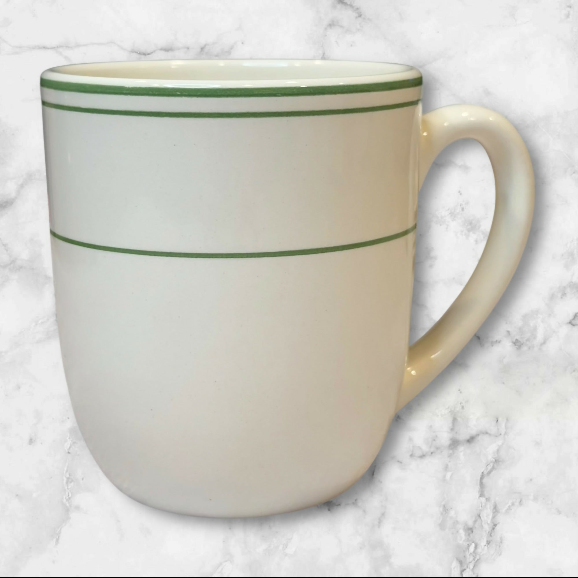 Pottery Barn Bistro Green Rim Stoneware Mug | Single | Excellent Condition