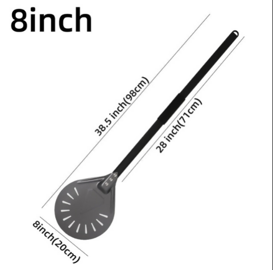 Anygleam Pizza Shovel 112.5cm Dark Grey for Perforated Peel with Metal Handle Oven Turning Baking Accessory