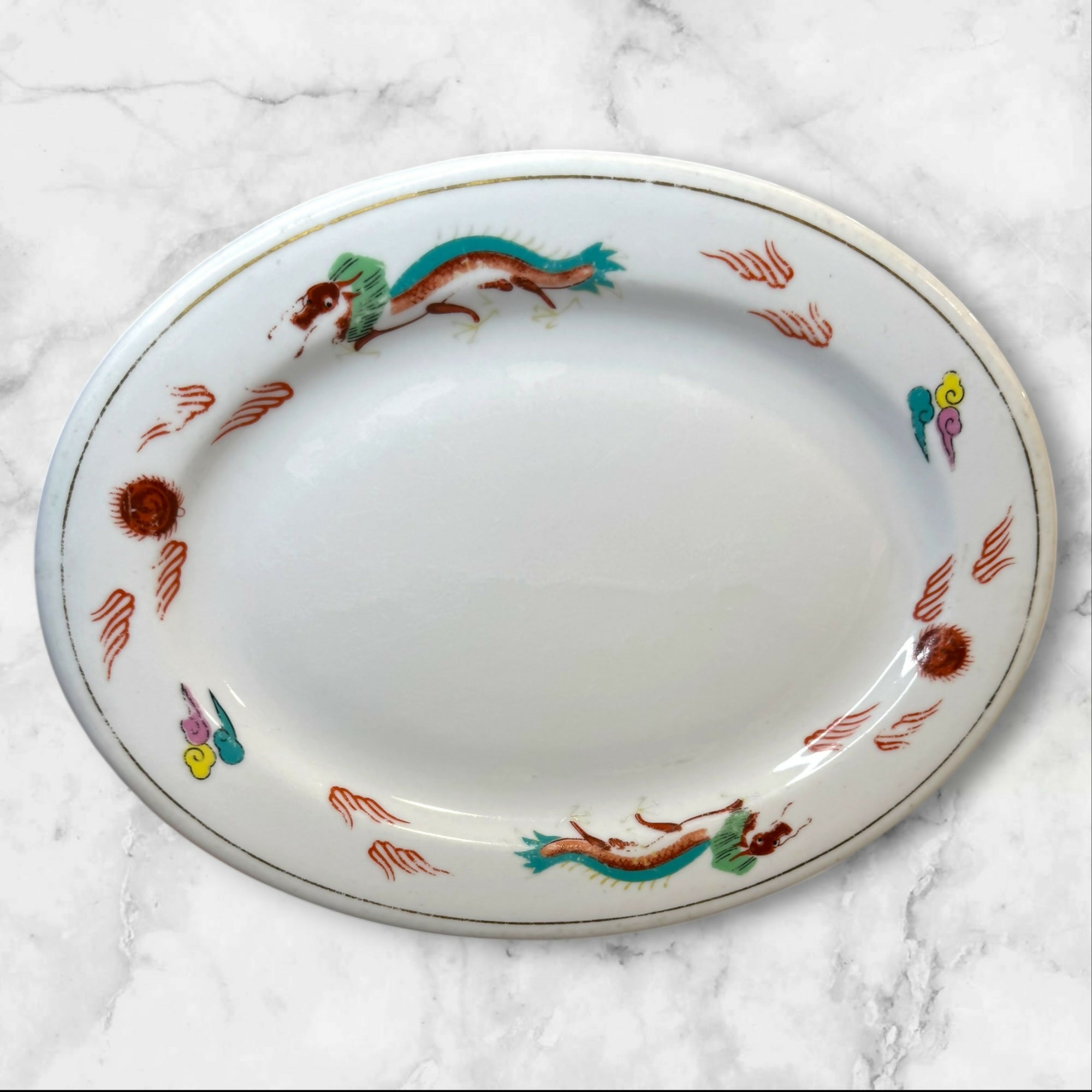 Cathay China Dragon Oval Serving Platters | Set of 4 | Vintage Condition