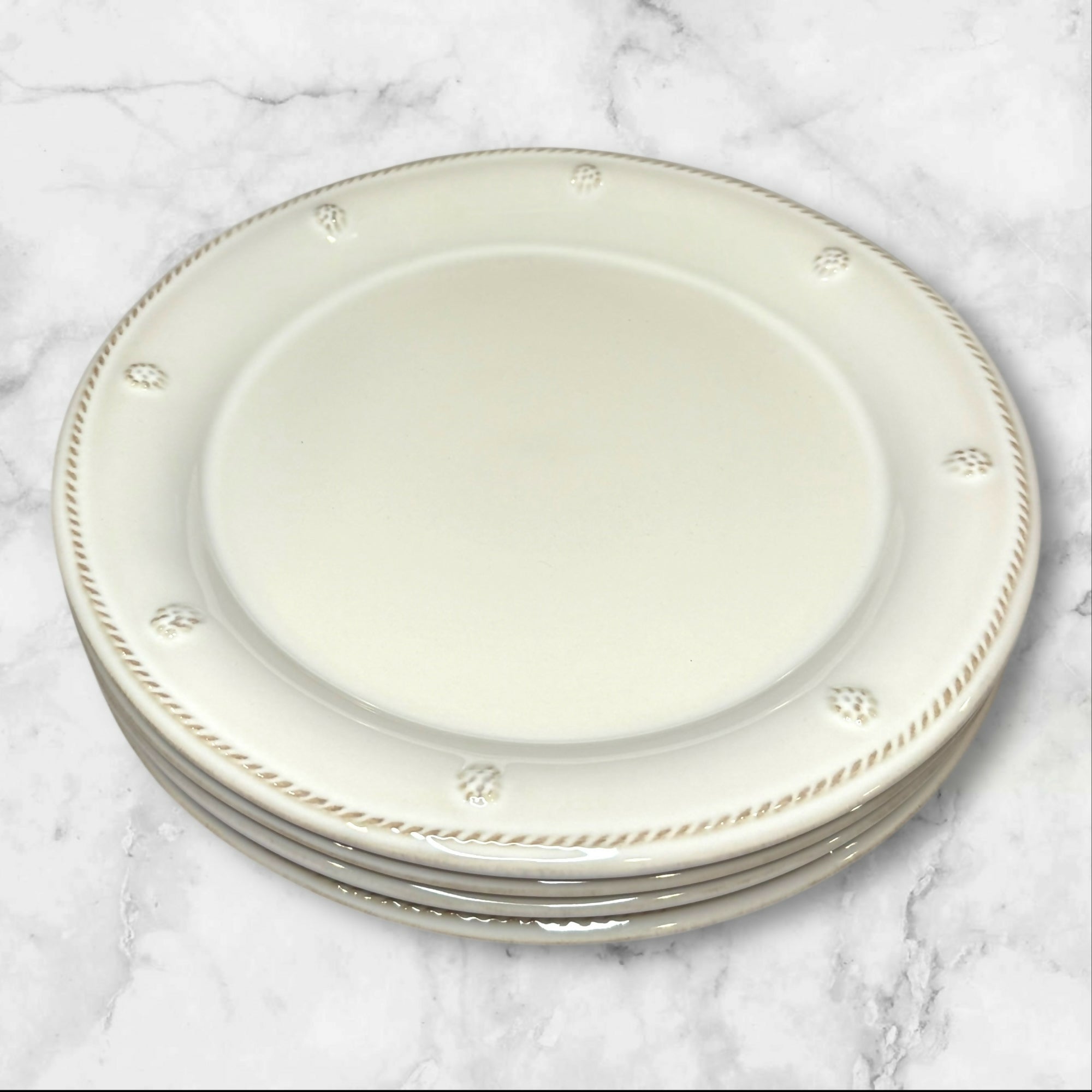 Juliska Berry & Thread Whitewash Dinner Plates | Set of 4 | Excellent Condition