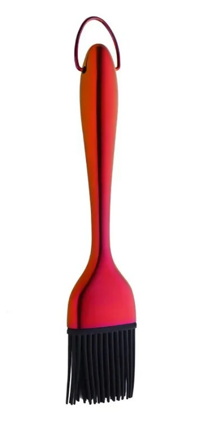 Anygleam BBQ & Baking Brush – Red Rainbow Bristles, Stainless Steel Handle