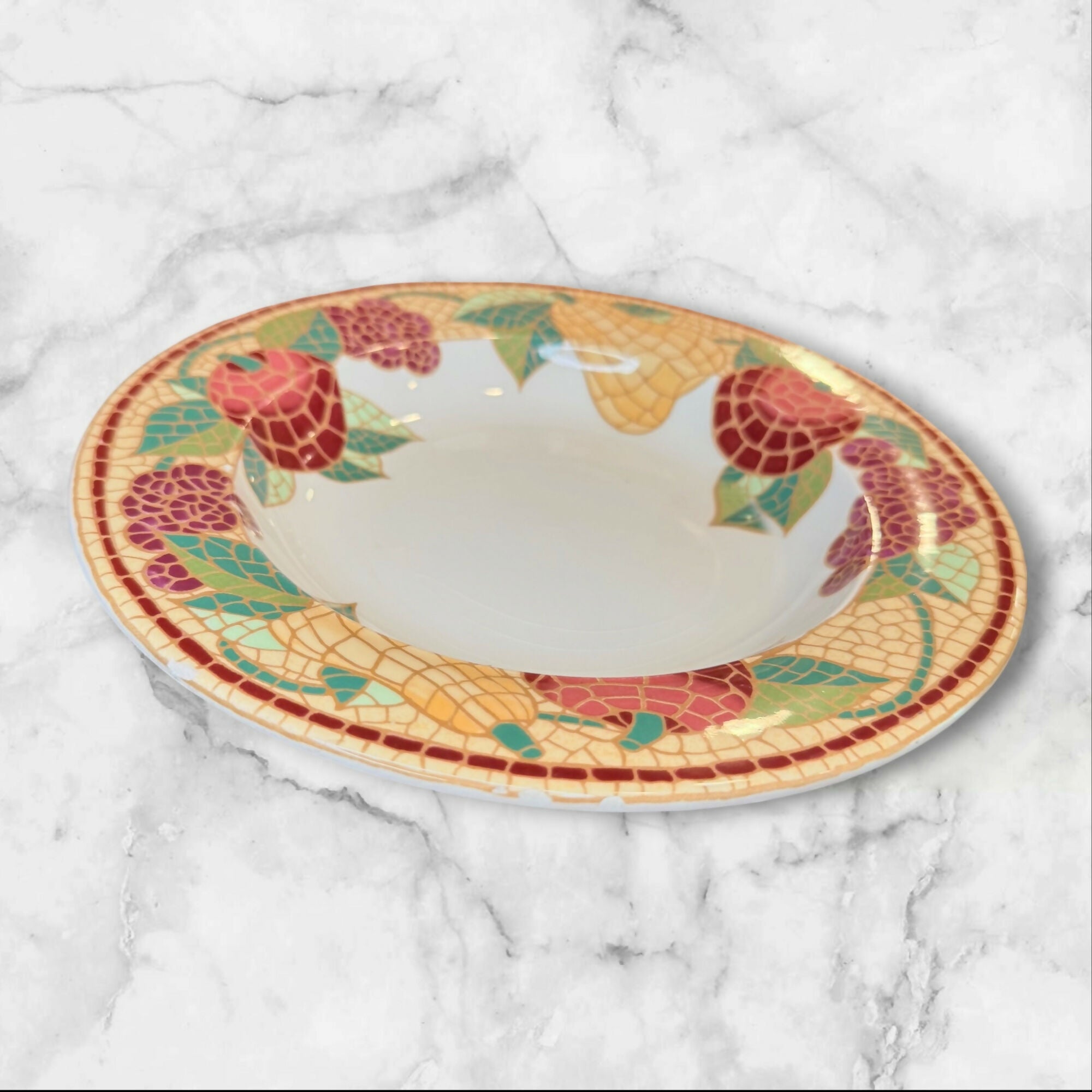 Pier 1 Mosaic Fruit Rim Soup Bowls | Set of 4 | Good Condition