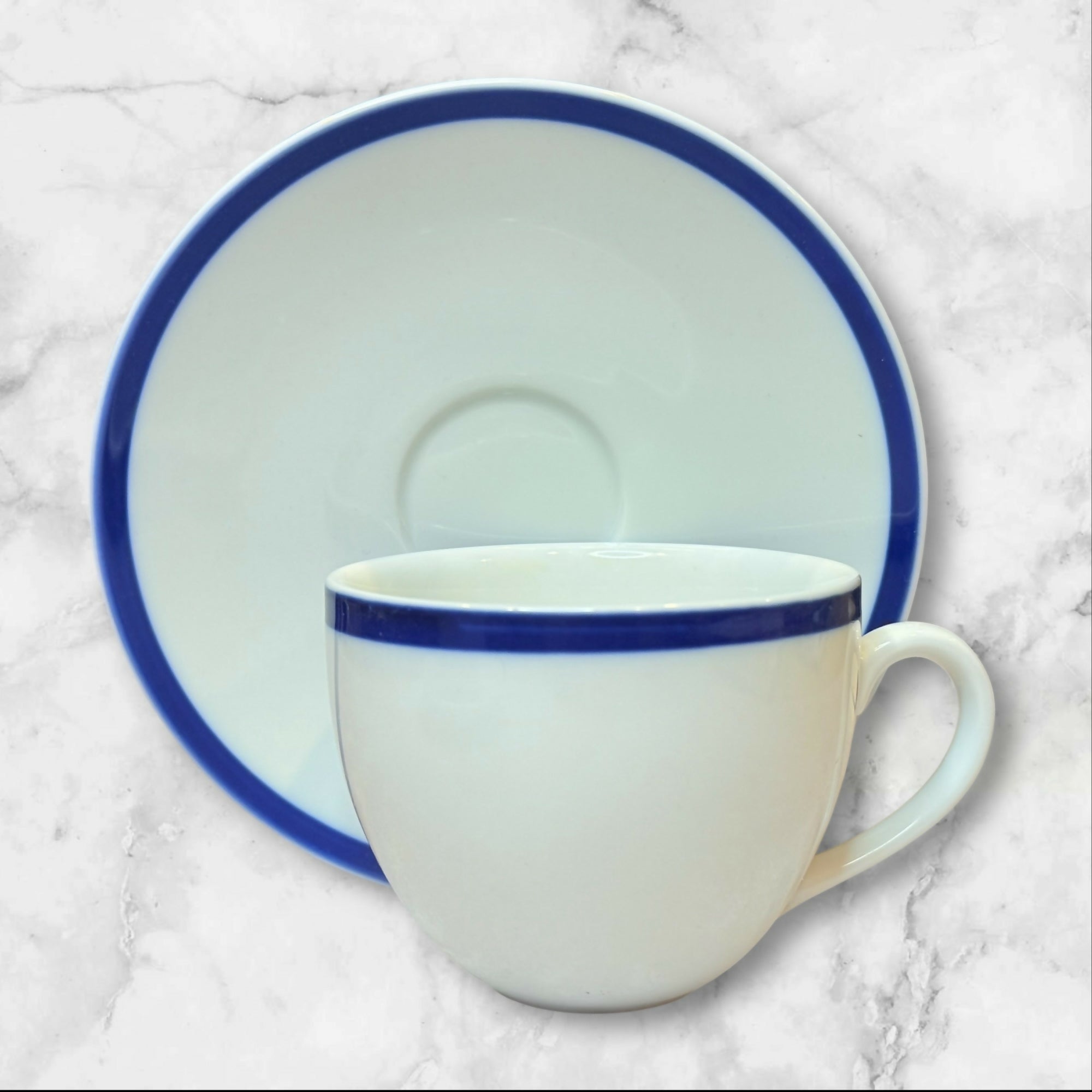 Williams Sonoma Brasserie Blue Cup & Saucer Sets | Set of 2 | Excellent