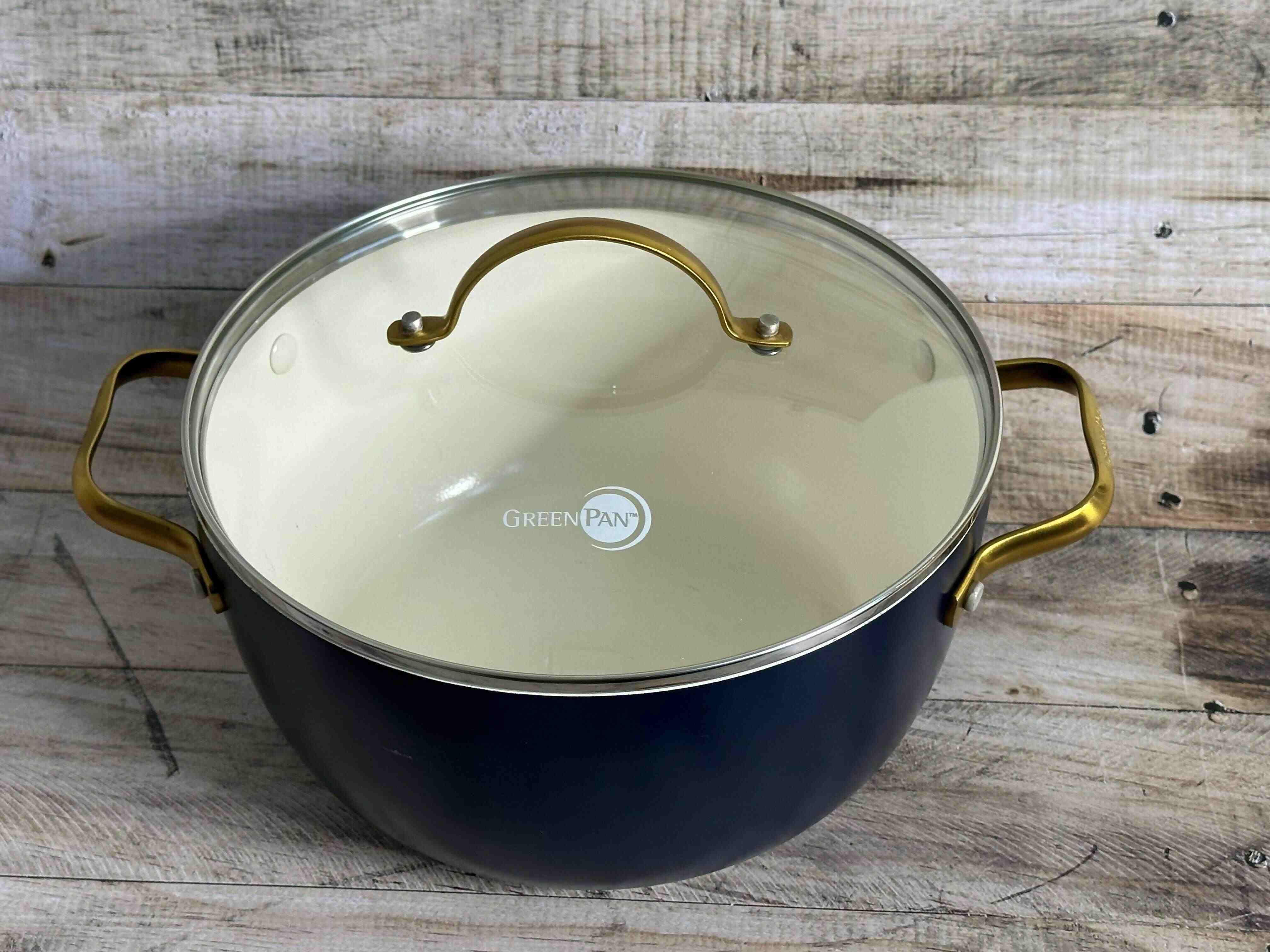 Gently Used GreenPan Reserve 5 Quart Stockpot Blue, lid and pot