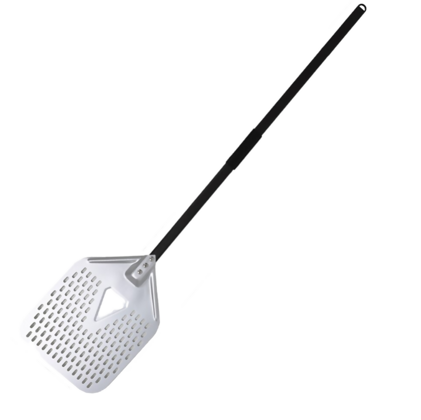 Anygleam Pizza Shovel 33 cm X 129cm Silver for Perforated Peel with Metal Handle Oven Turning Baking Accessory