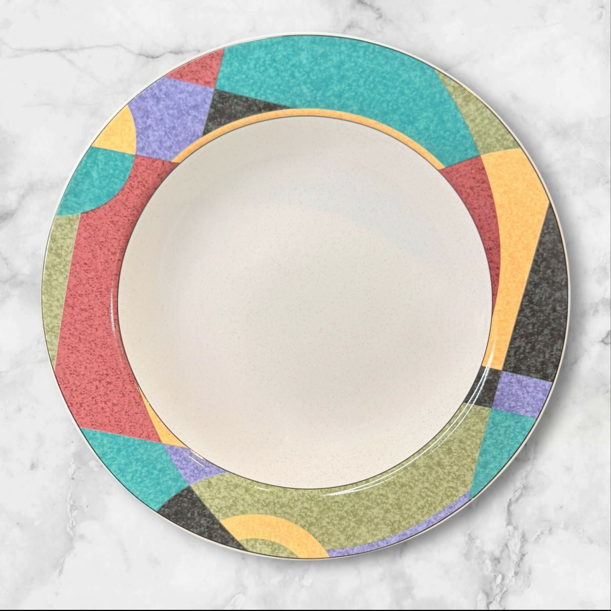 Studio Nova Impulse Rim Soup Bowls | Set of 4 | Vintage Geometric Design