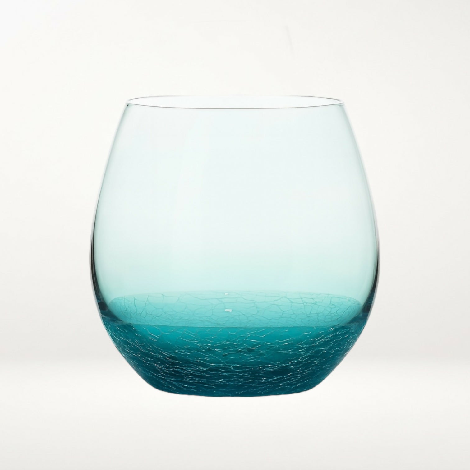Pier 1 Teal Blue Crackle Stemless Wine Glasses | Set of 4 | Excellent Condition